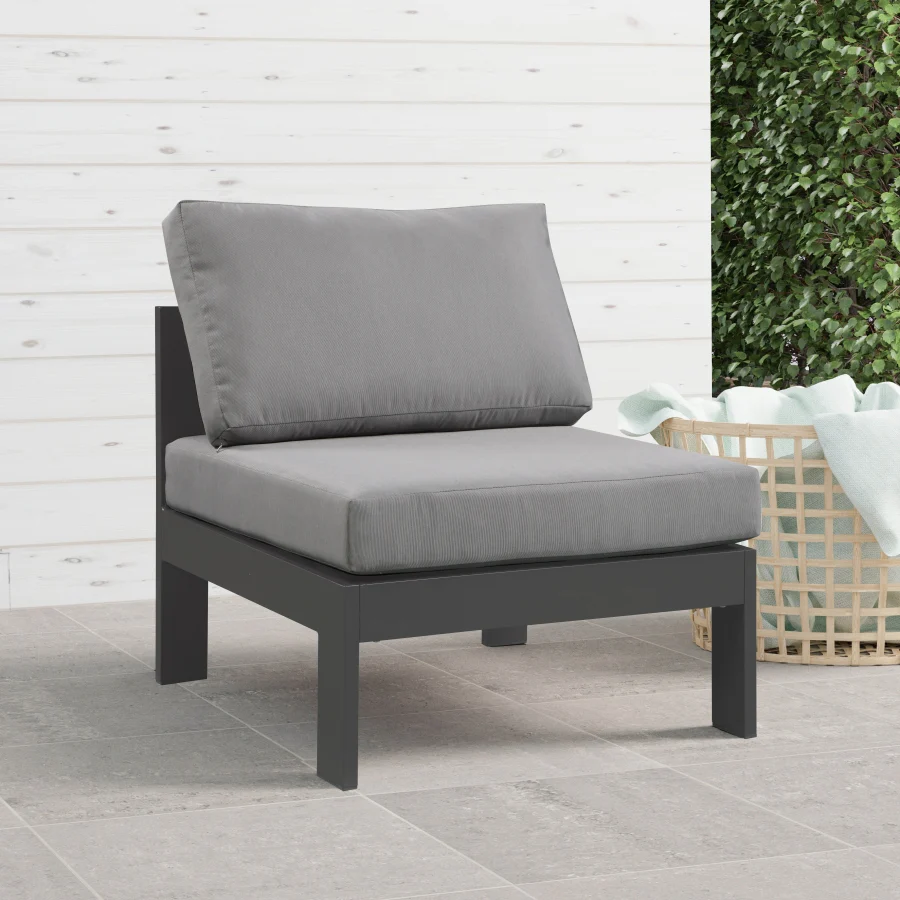 Nizuc Water Resistant Fabric Upholstered Outdoor Patio Modular Armless Chair - Image 2