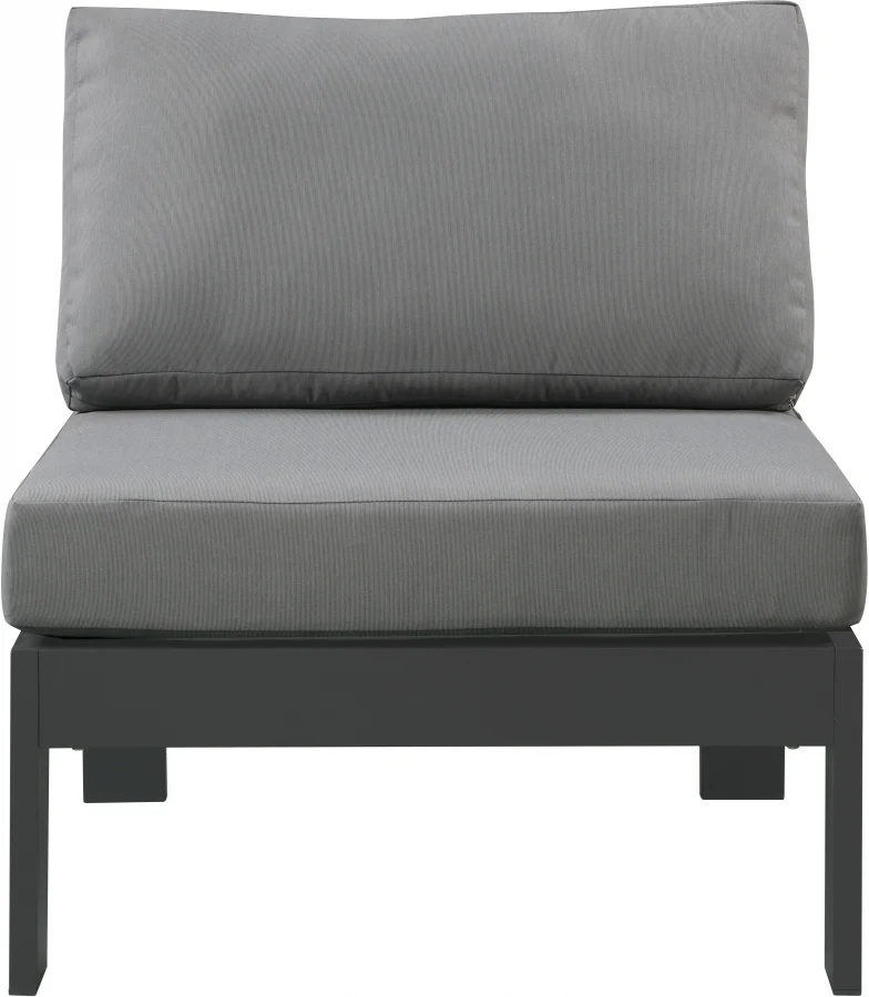 Nizuc Water Resistant Fabric Upholstered Outdoor Patio Modular Armless Chair - Image 5