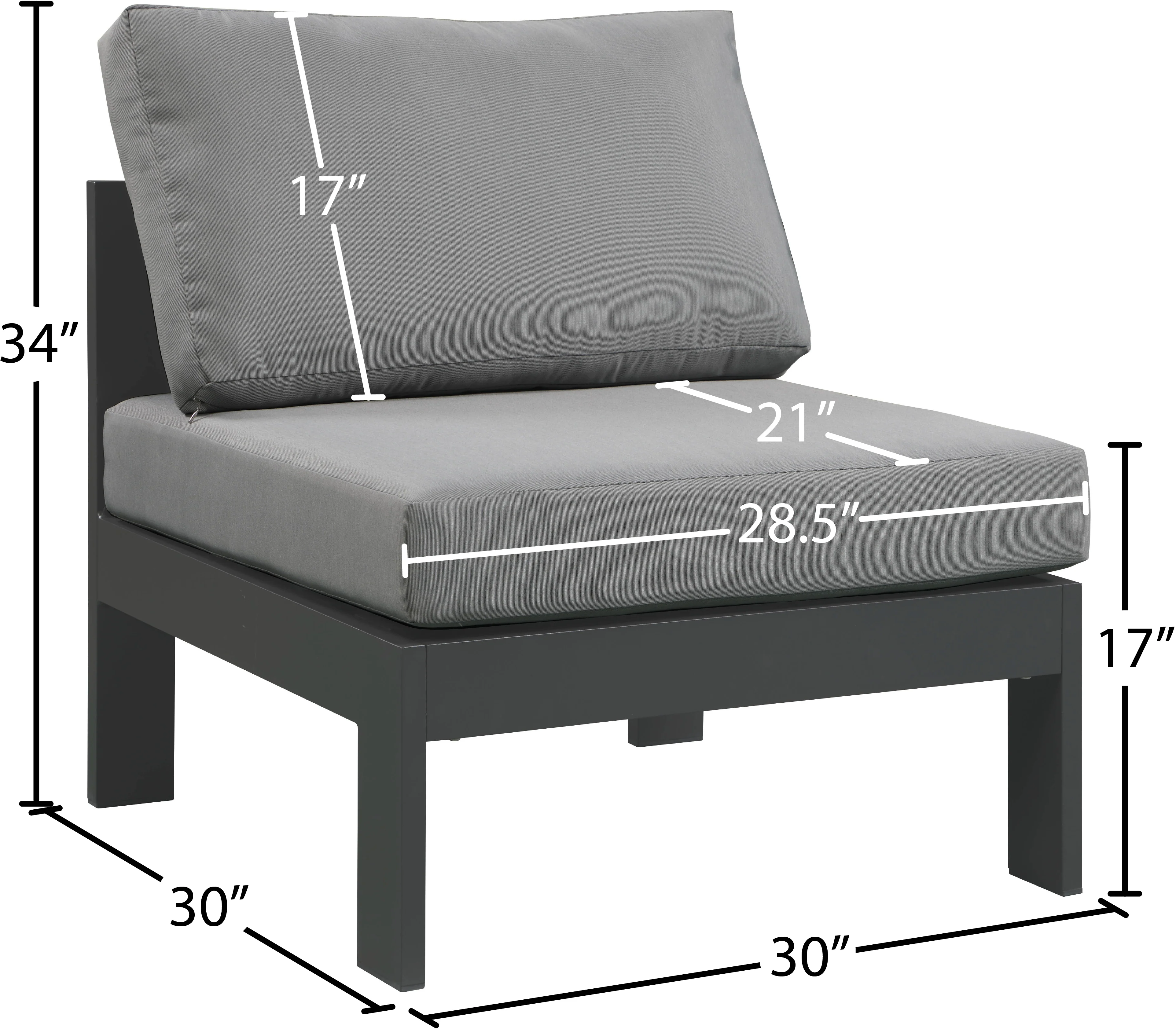 Nizuc Water Resistant Fabric Upholstered Outdoor Patio Modular Armless Chair - Image 7