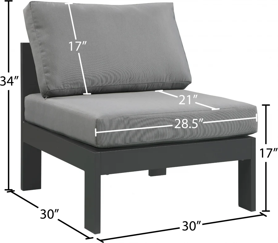 Nizuc Water Resistant Fabric Upholstered Outdoor Patio Modular Armless Chair - Image 8