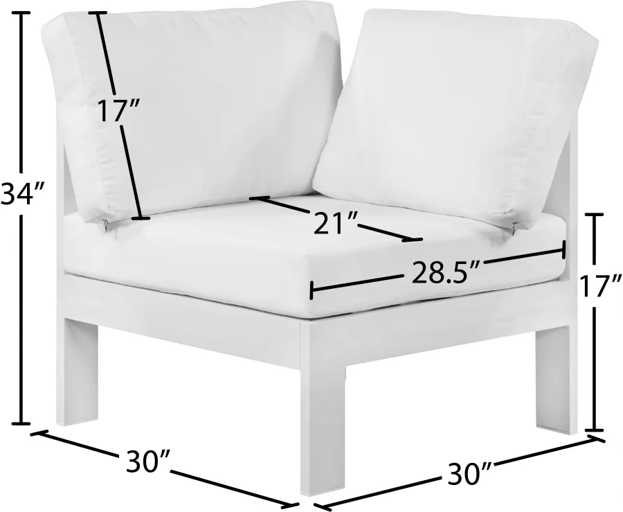 Nizuc Water Resistant Fabric Upholstered Outdoor Patio Modular Corner Chair - Image 15