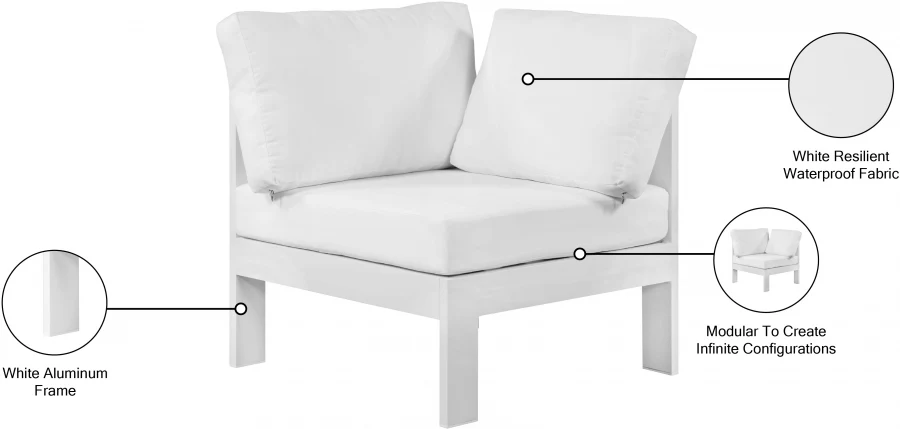 Nizuc Water Resistant Fabric Upholstered Outdoor Patio Modular Corner Chair - Image 16