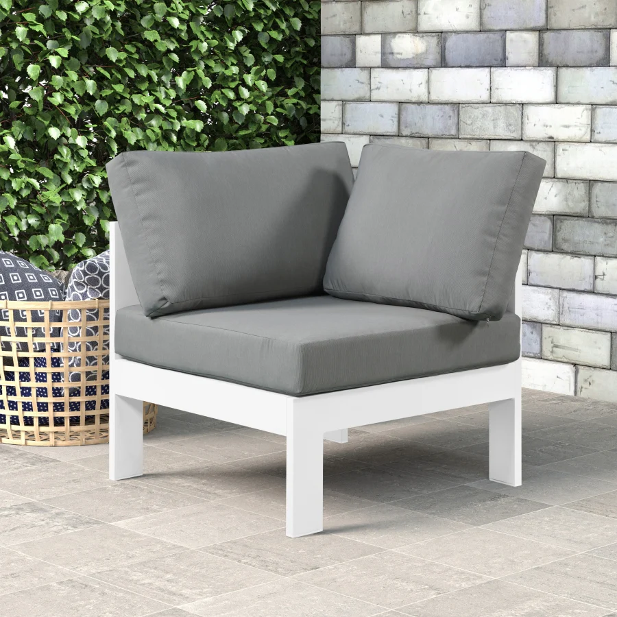 Nizuc Water Resistant Fabric Upholstered Outdoor Patio Modular Corner Chair - Image 2