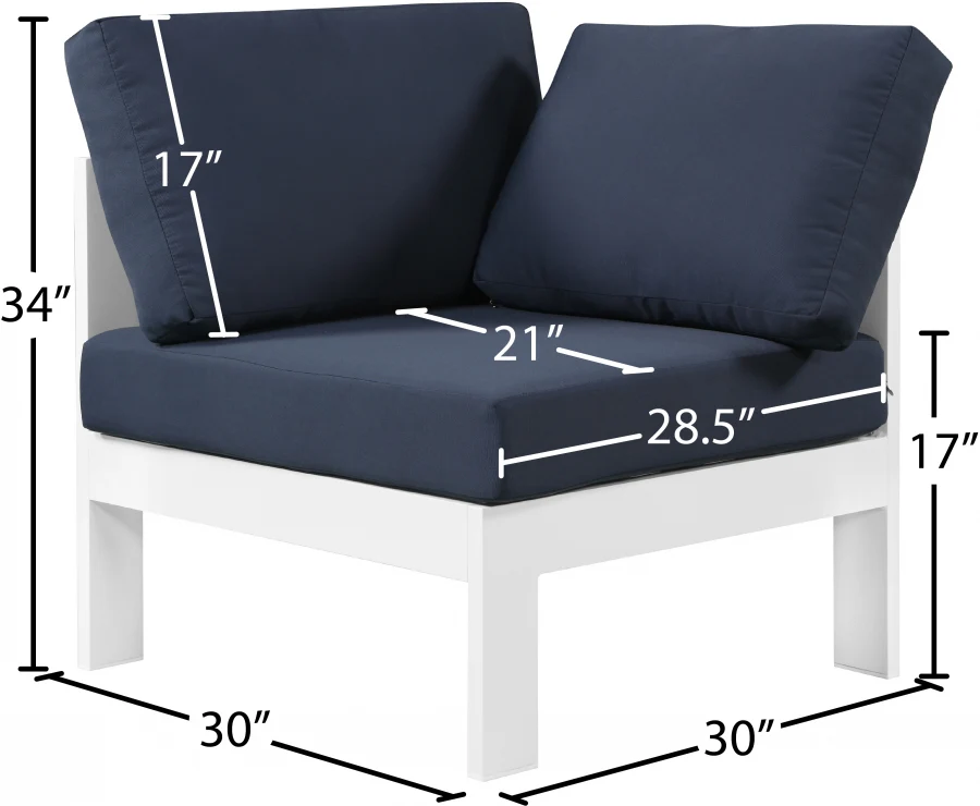 Nizuc Water Resistant Fabric Upholstered Outdoor Patio Modular Corner Chair - Image 23