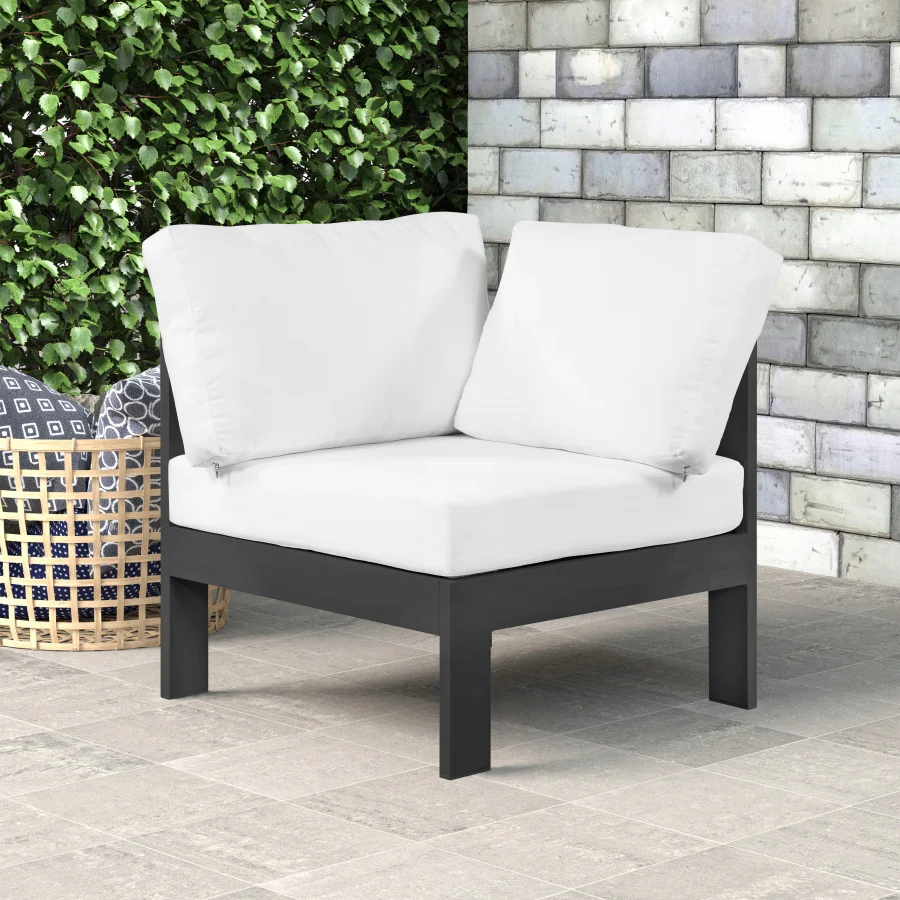 Nizuc Water Resistant Fabric Upholstered Outdoor Patio Modular Corner Chair - Image 10