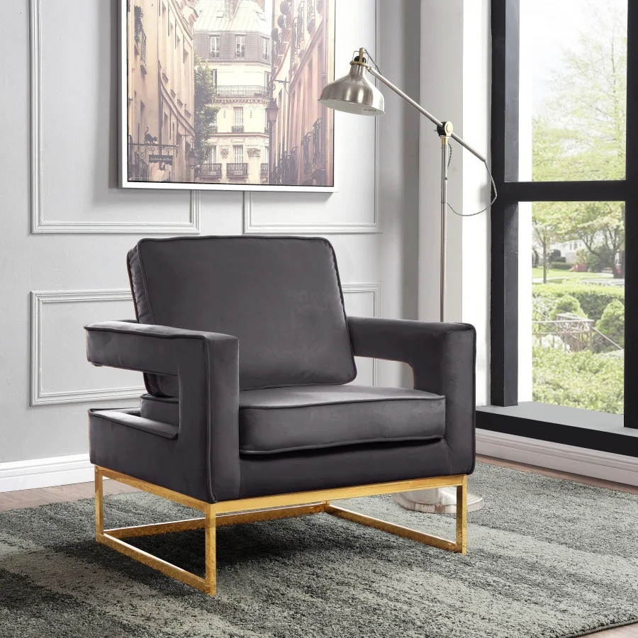 Noah Velvet Upholstered Accent Chair - Image 10