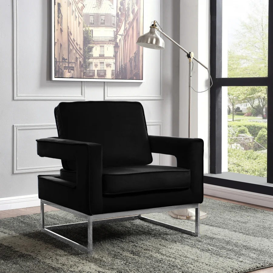 Noah Velvet Upholstered Accent Chair - Image 2