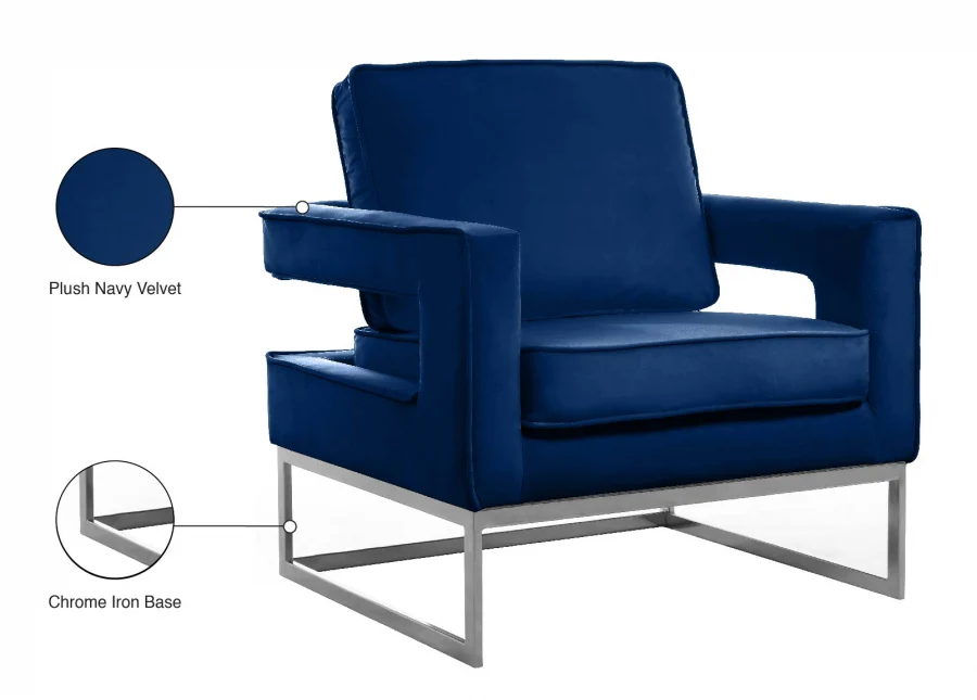 Noah Velvet Upholstered Accent Chair - Image 24