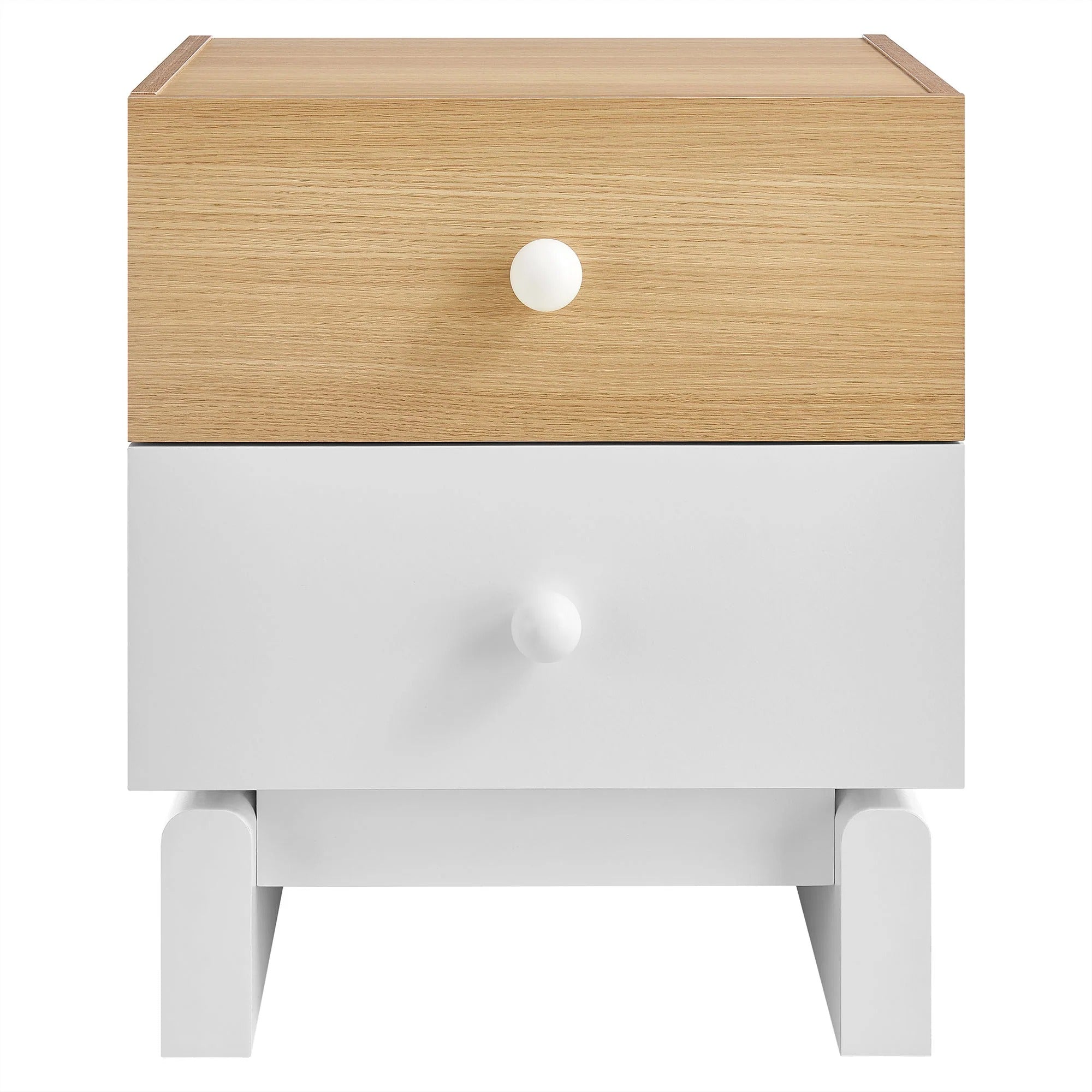 Nolia 2-Drawer Color Block Nightstand in Oak White - Image 3