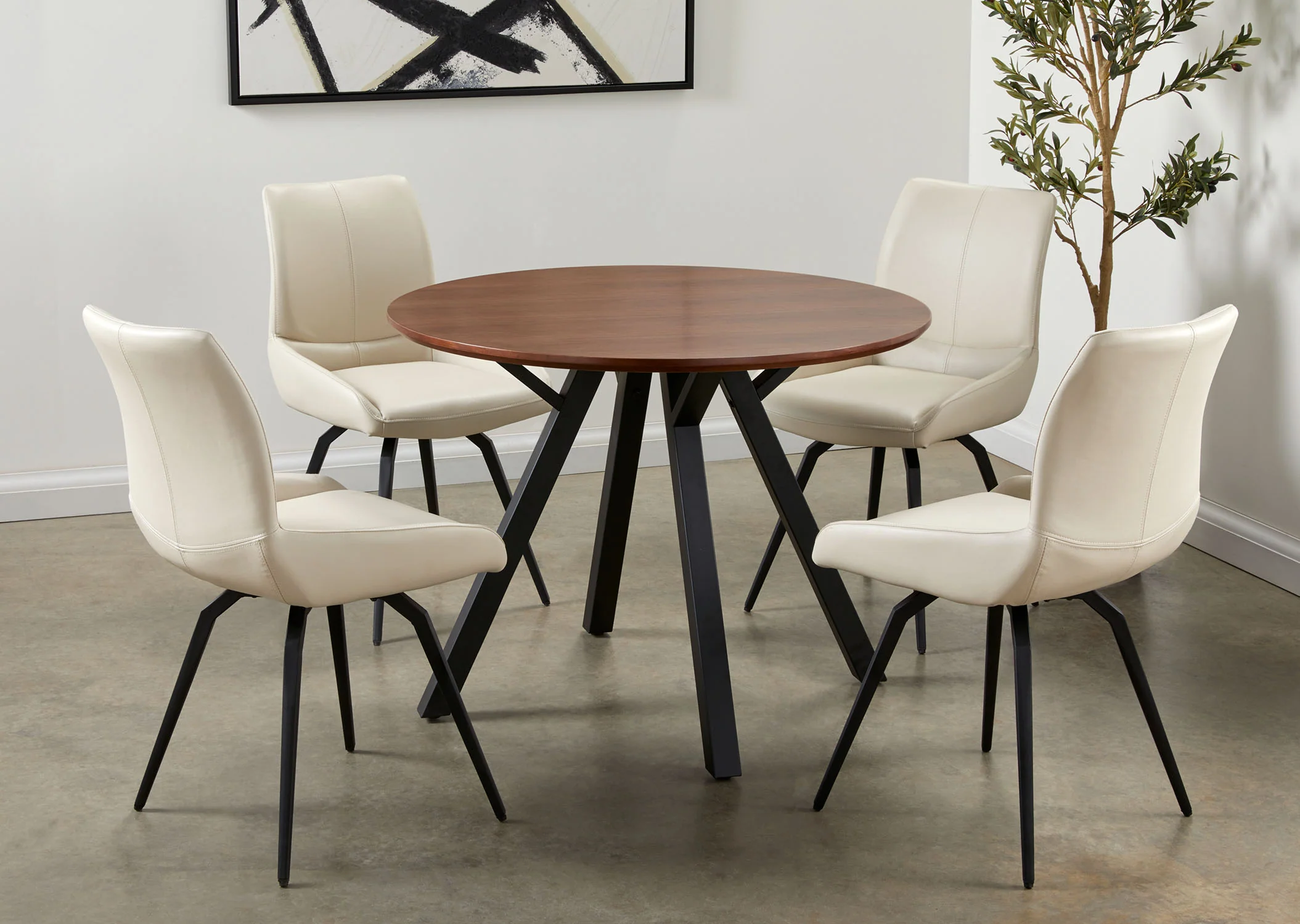 Nona Swivel Chair Taupe Leatherette - Image 2