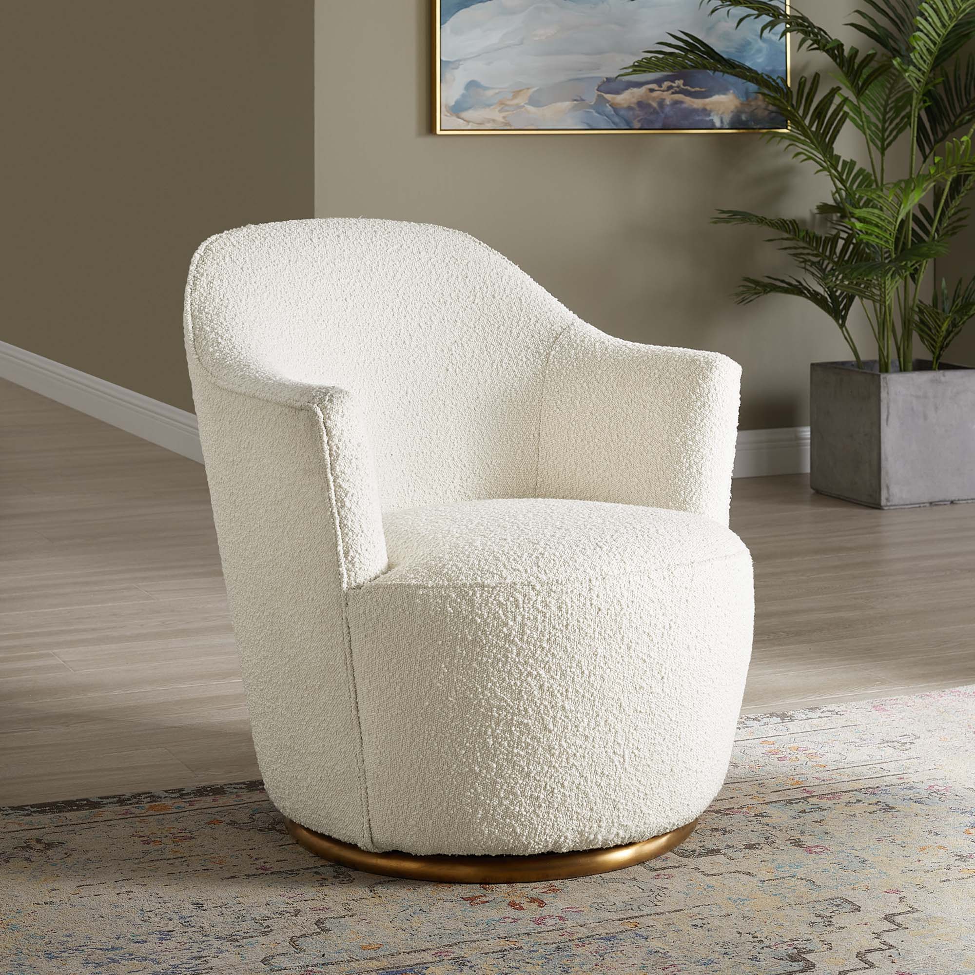 Nora Boucle Upholstered Swivel Chair - Image 2