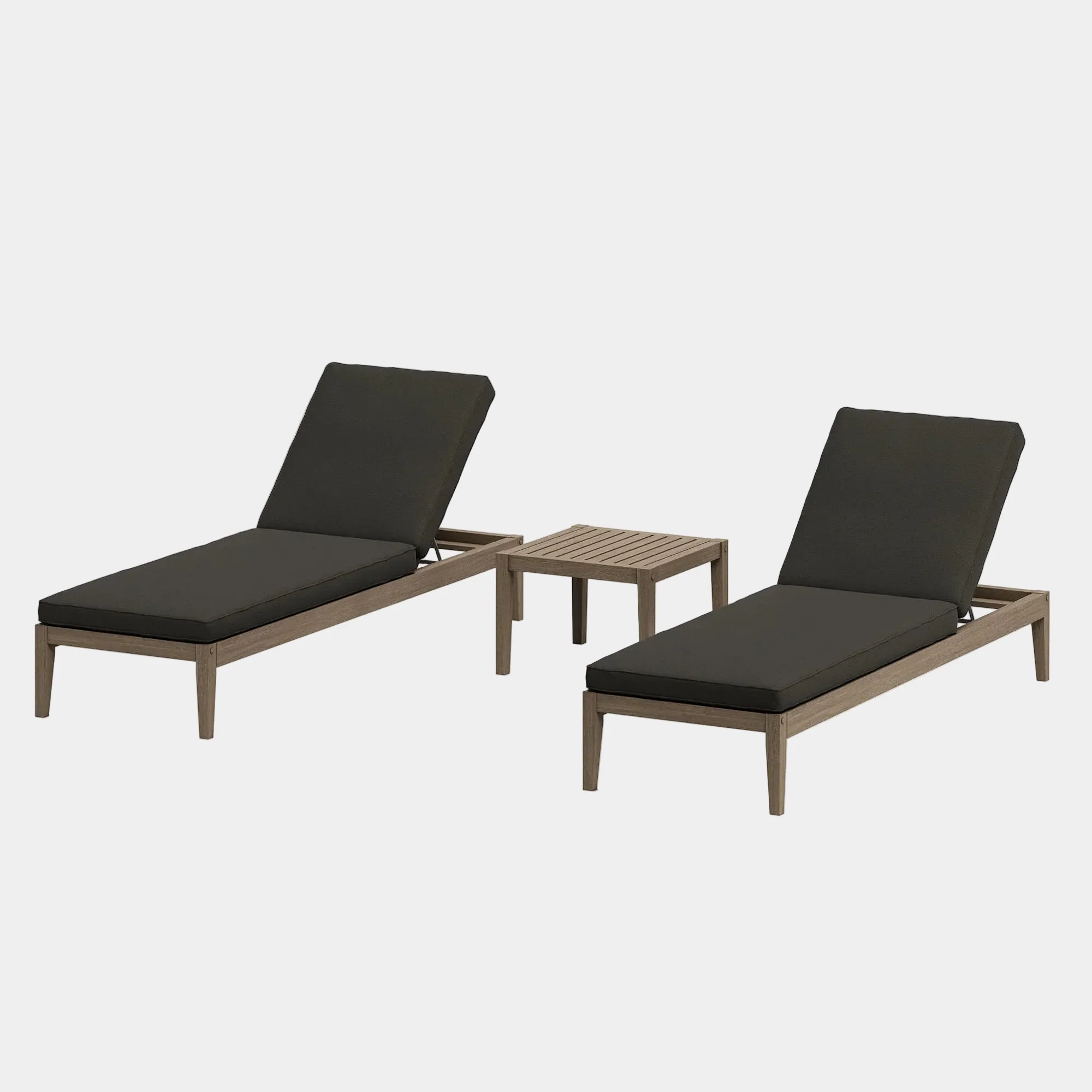Northlake 3-Piece Outdoor Teak Wood Furniture Set with Chaise Lounges and Side Table - Image 18