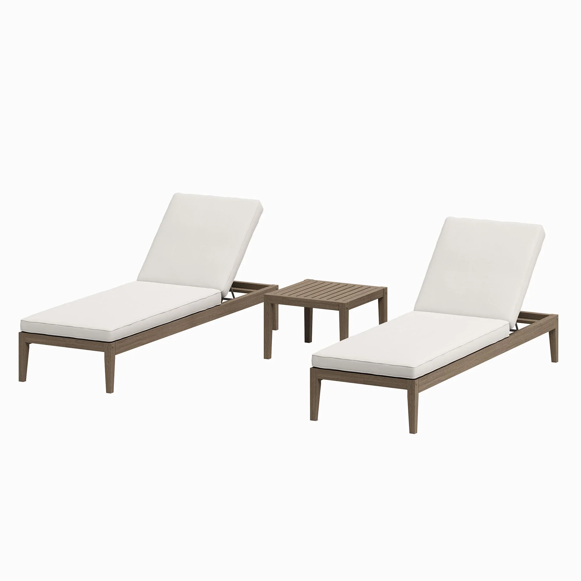 Northlake 3-Piece Outdoor Teak Wood Furniture Set with Chaise Lounges and Side Table - Image 4