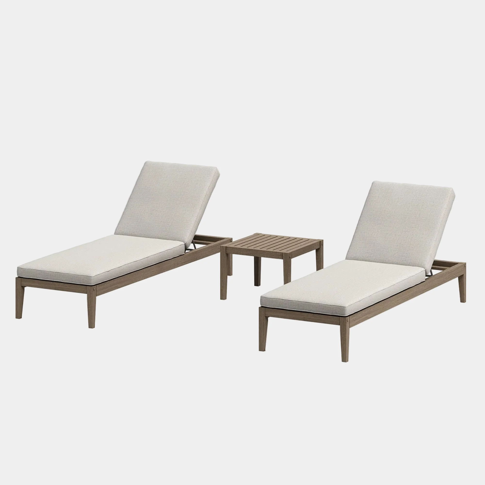 Northlake 3-Piece Outdoor Teak Wood Furniture Set with Chaise Lounges and Side Table - Image 9