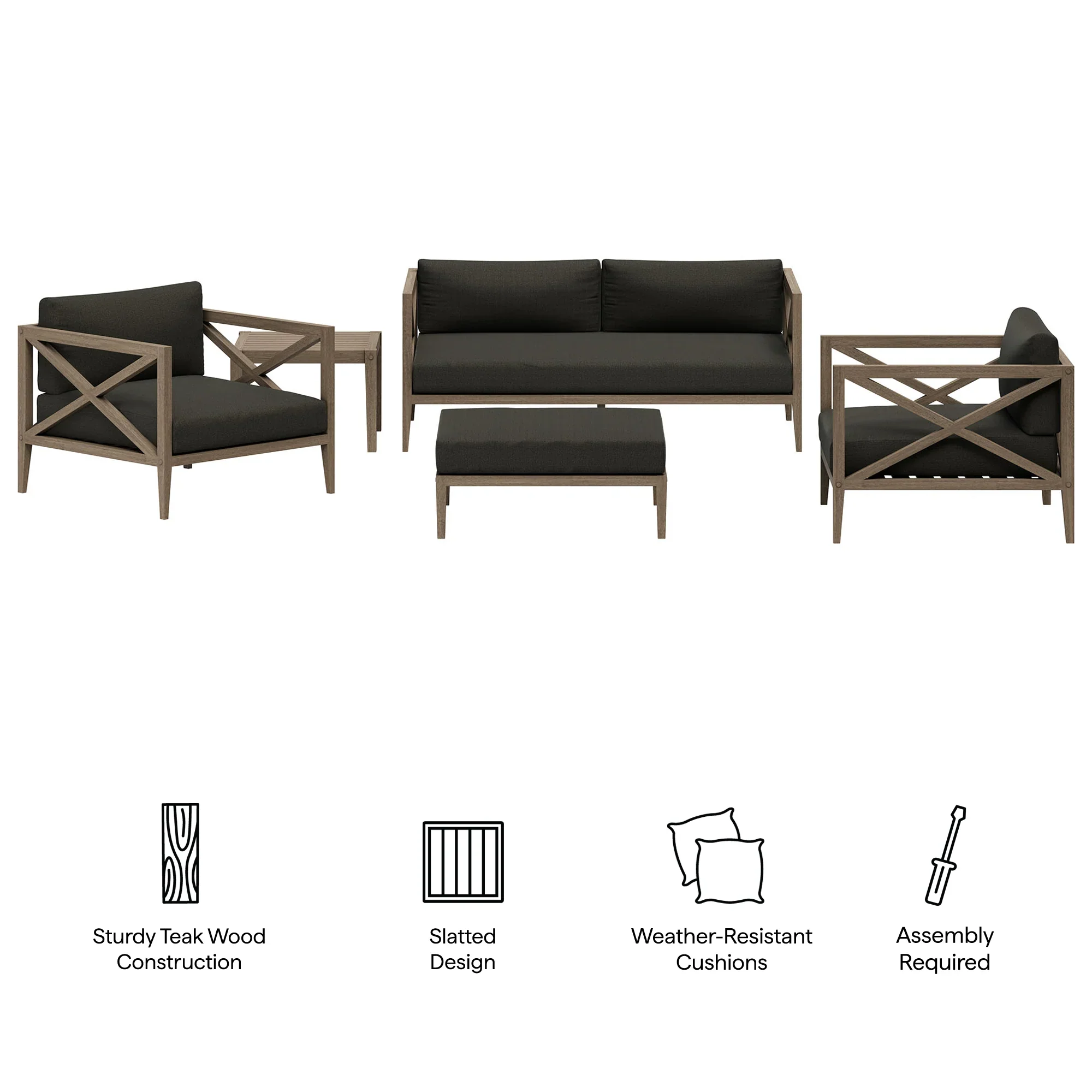 Northlake 5-Piece Outdoor Teak Wood Furniture Set - Image 27