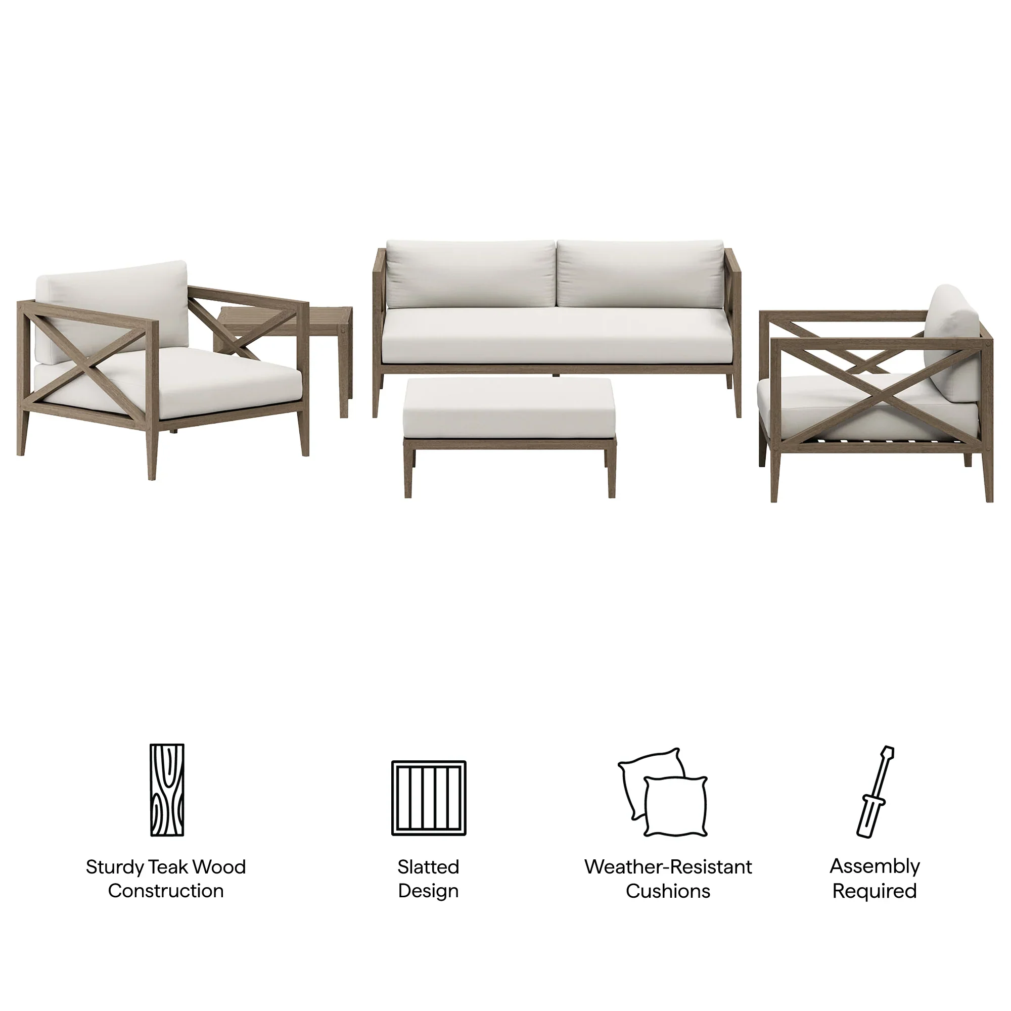 Northlake 5-Piece Outdoor Teak Wood Furniture Set - Image 4
