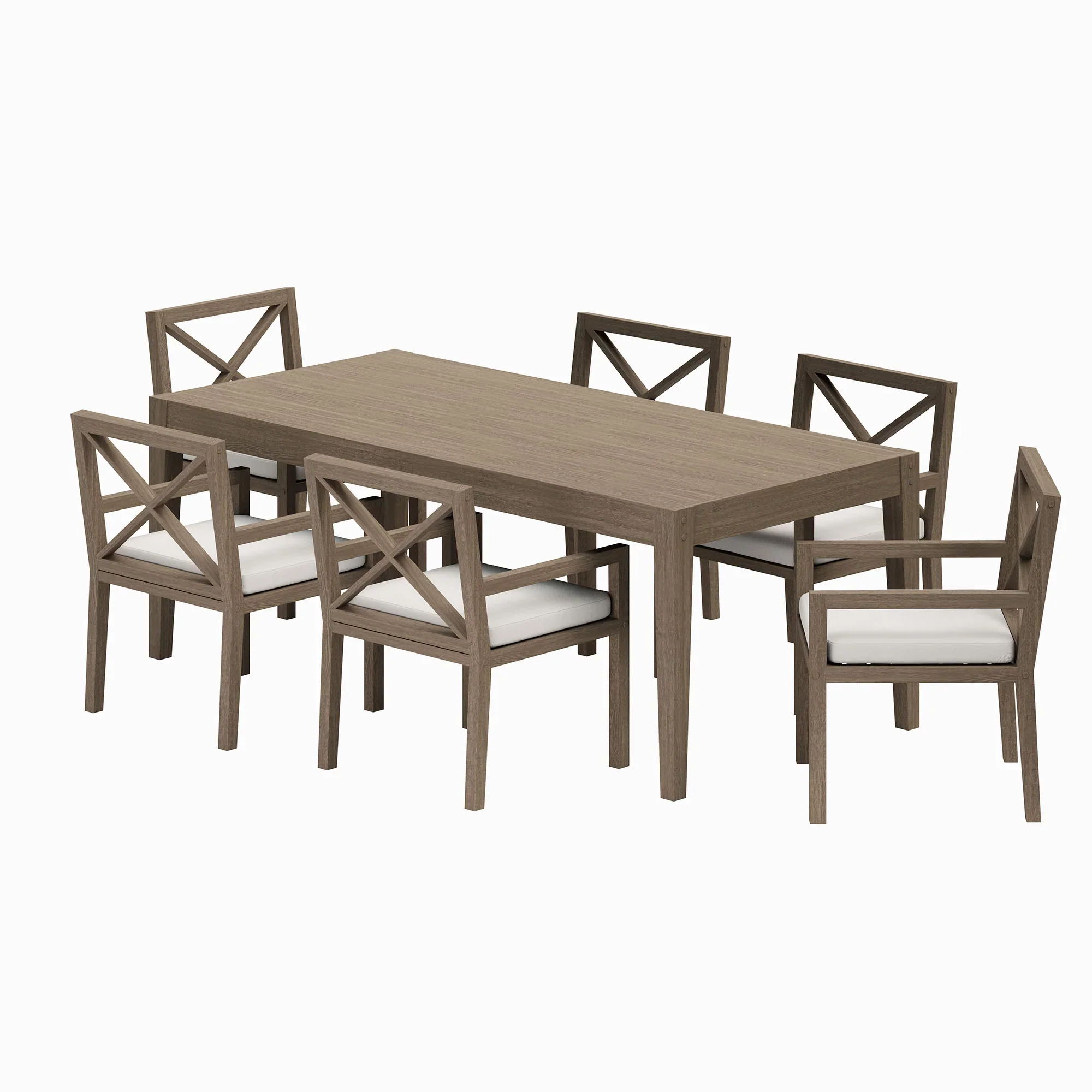 Northlake 7-Piece Outdoor Patio Teak Wood Dining Set in Weathered Gray - Image 3