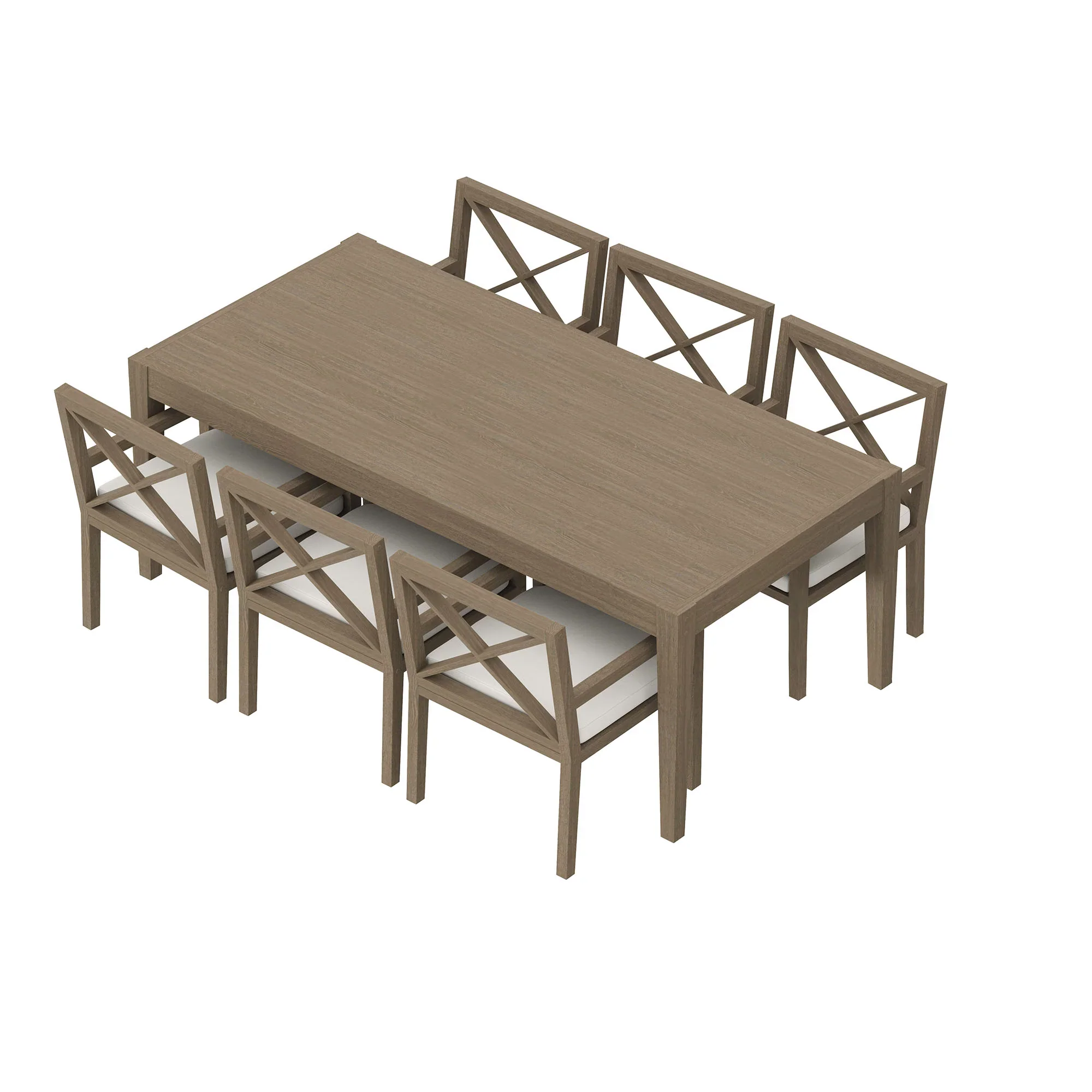 Northlake 7-Piece Outdoor Patio Teak Wood Dining Set in Weathered Gray - Image 5