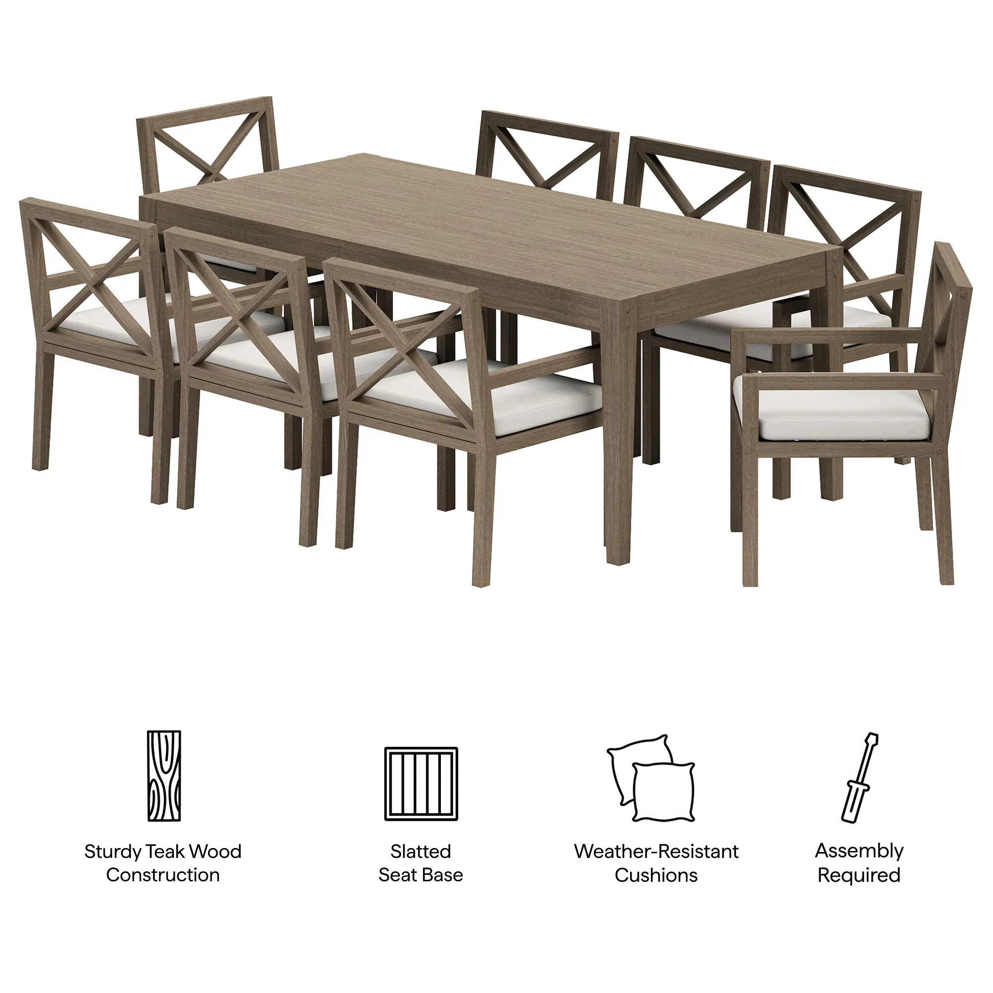 Northlake 9-Piece Outdoor Teak Wood Dining Set - Image 4
