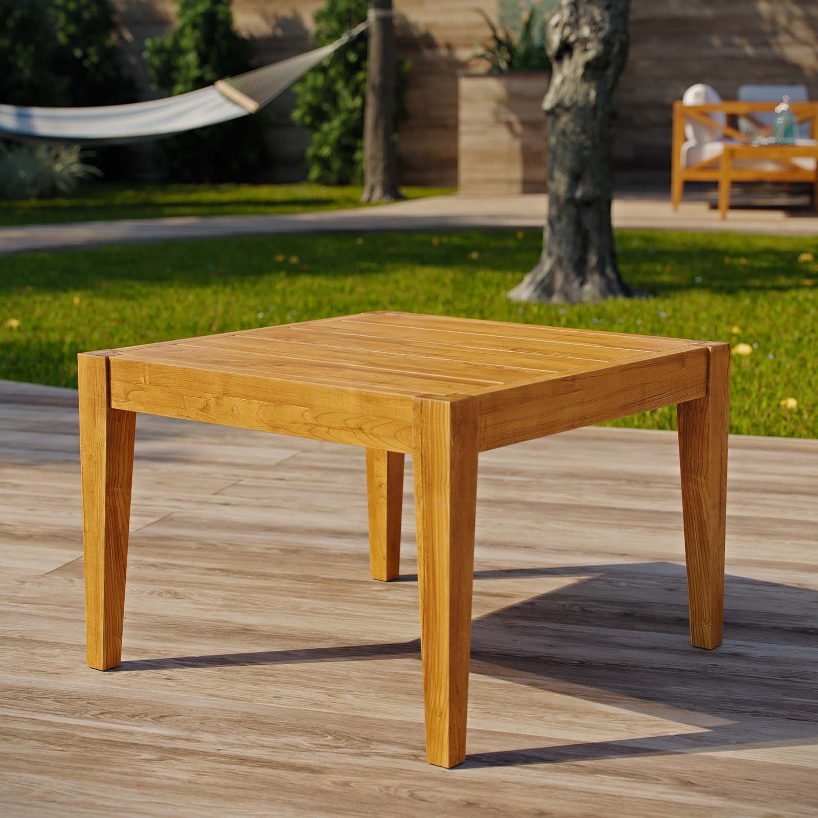 Northlake Outdoor Patio Premium Grade A Teak Wood Side Table in Natural - Image 2