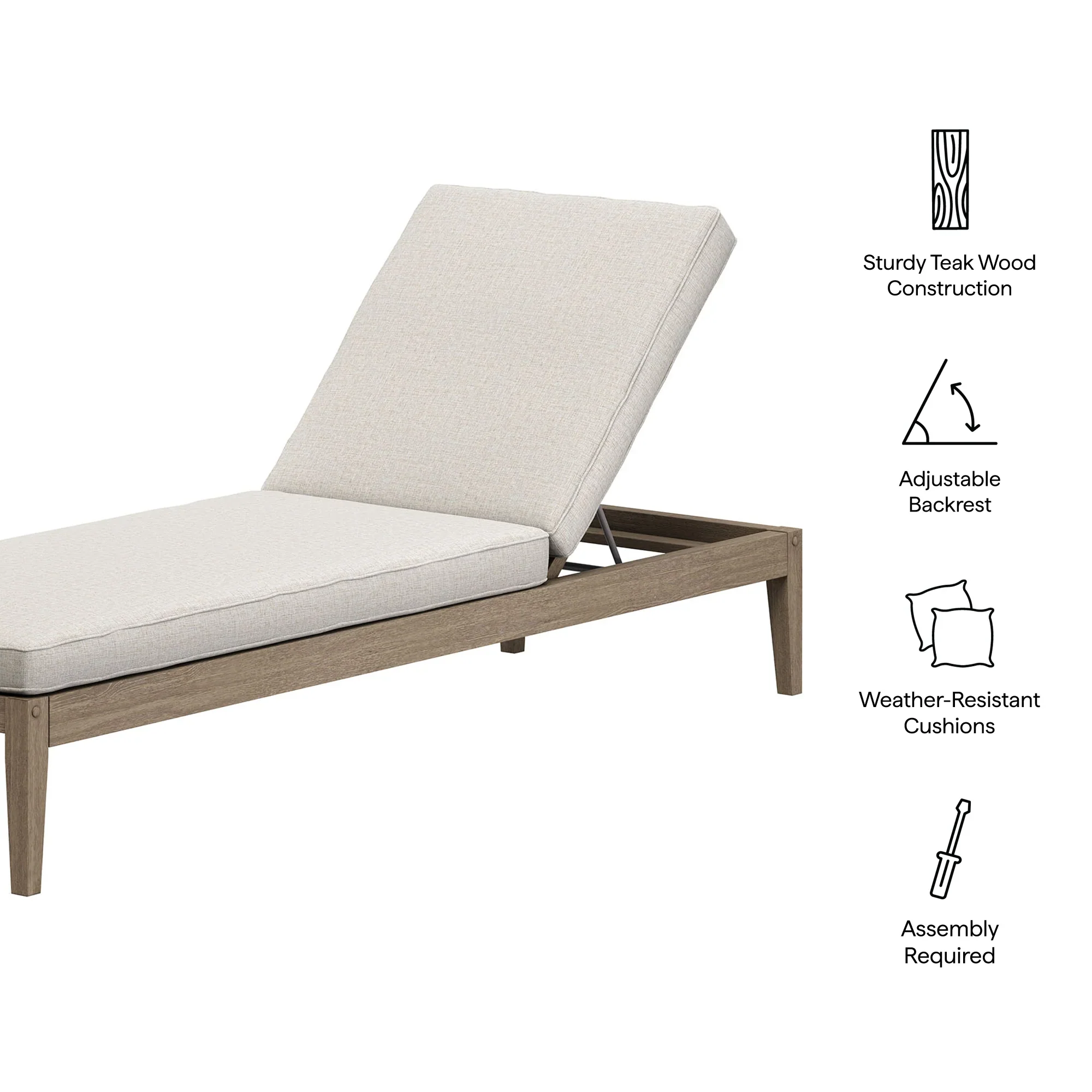 Northlake Outdoor Teak Chaise Lounge - Image 18