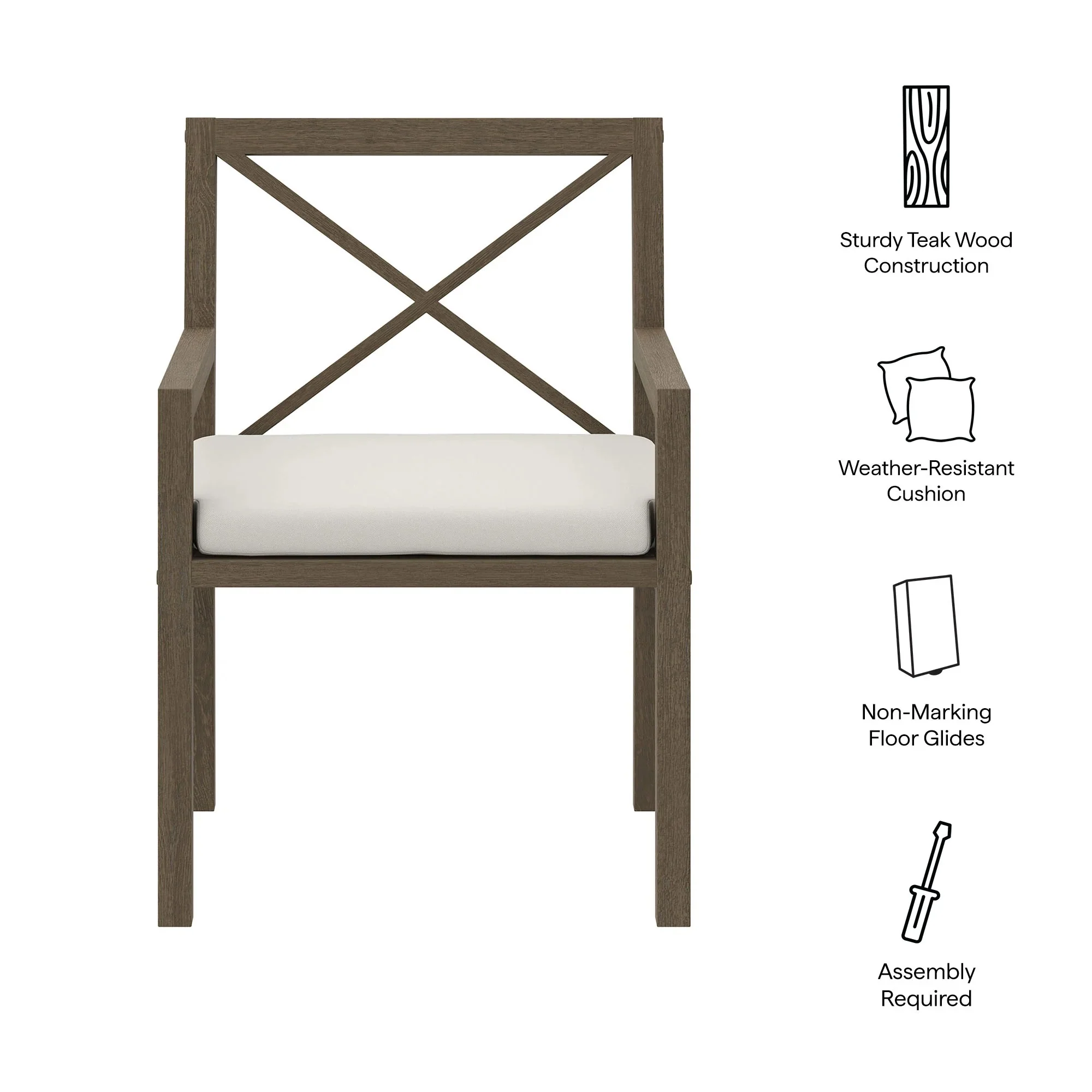 Northlake Outdoor Teak Dining Armchair - Image 8