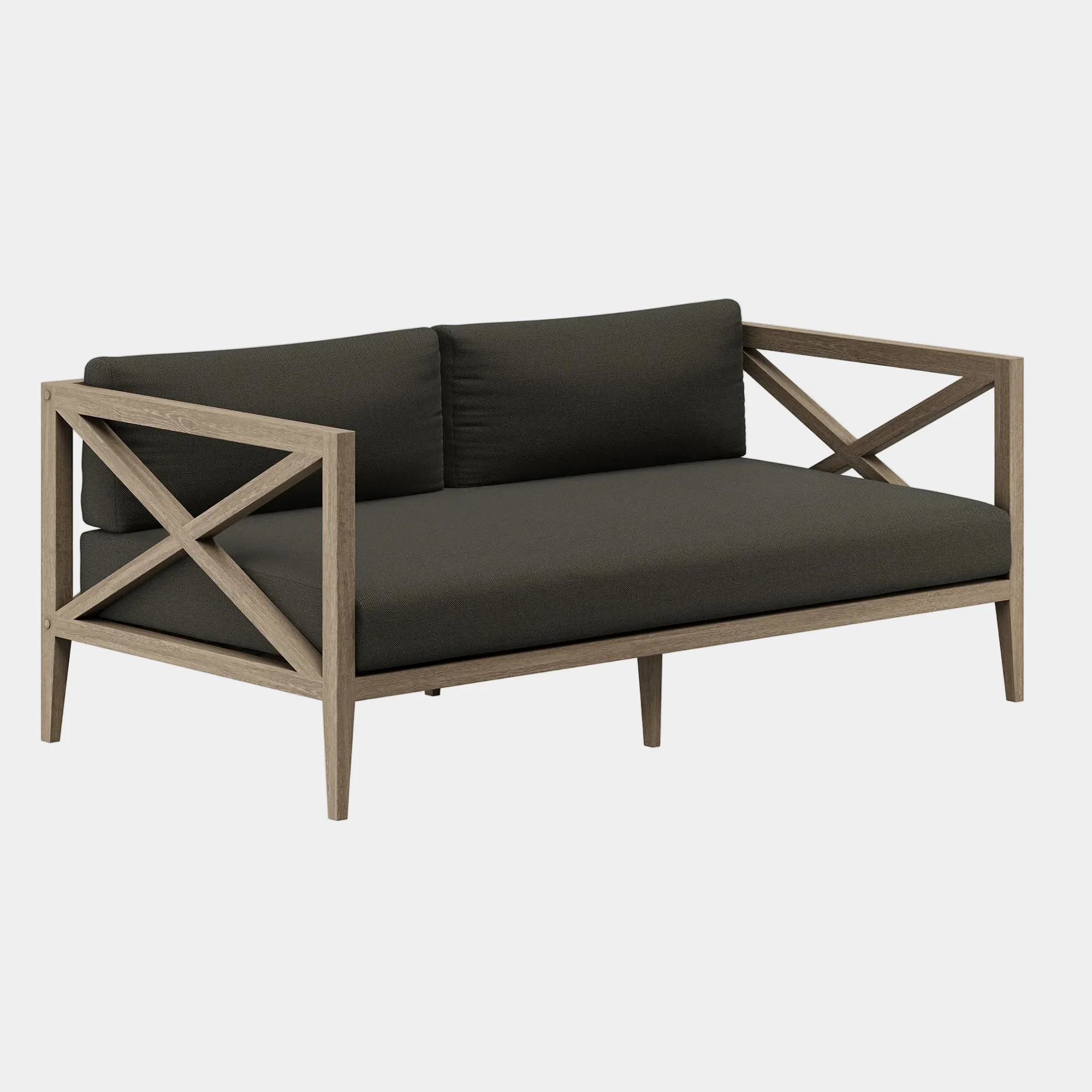 Northlake Outdoor Patio Teak Loveseat in Weathered Gray White - Image 19