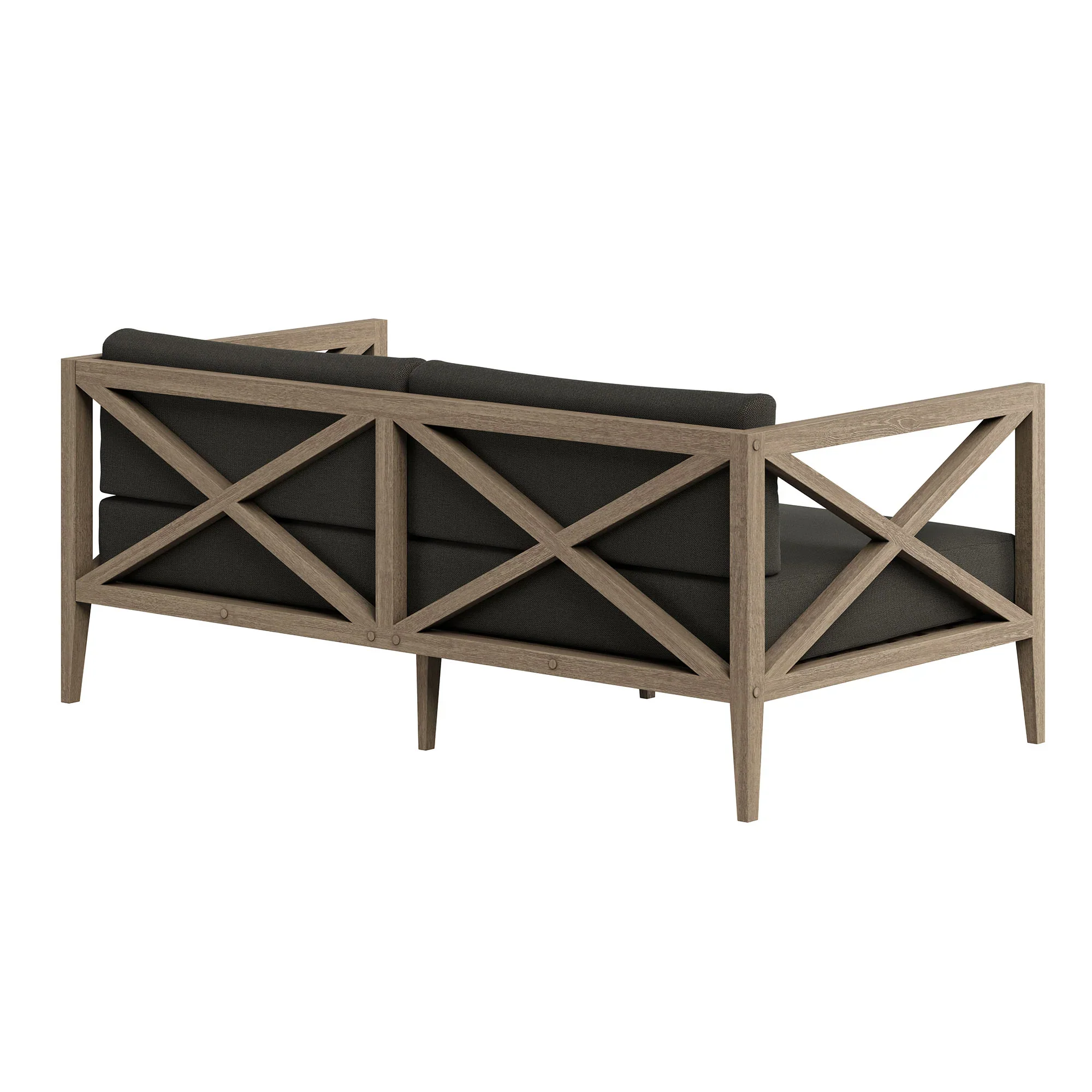 Northlake Outdoor Patio Teak Loveseat in Weathered Gray White - Image 23