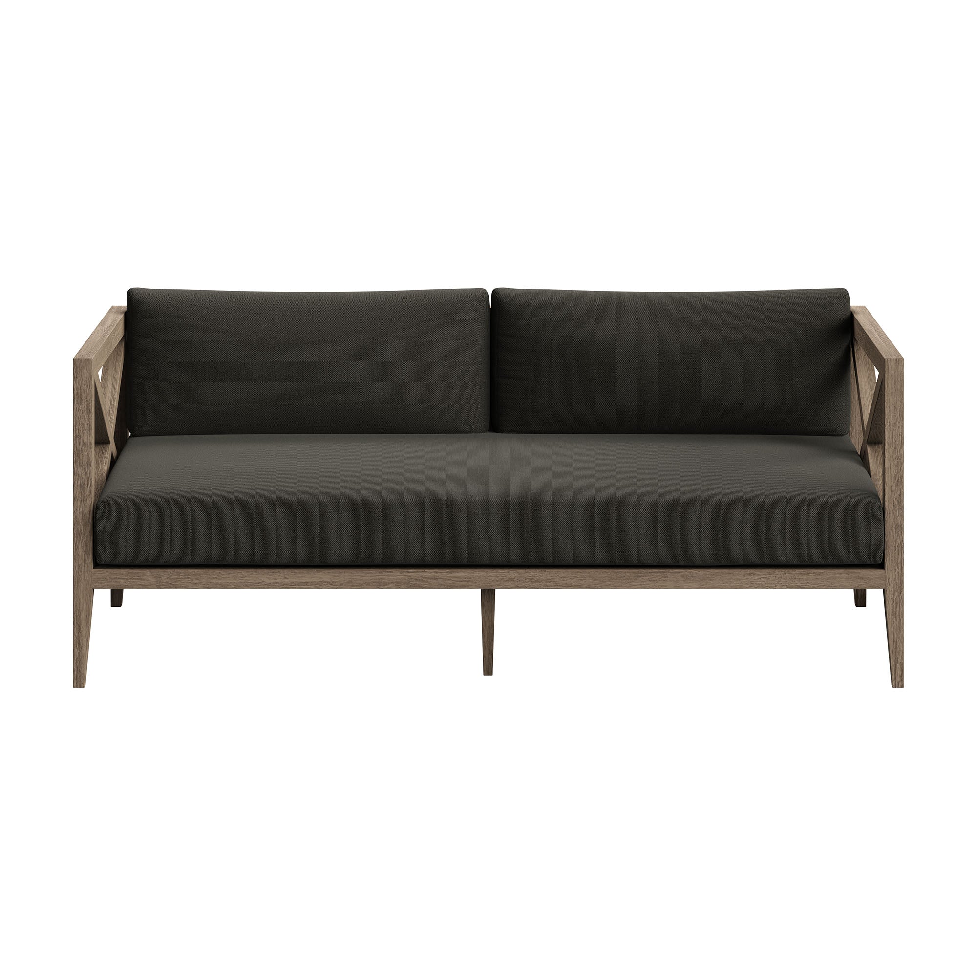 Northlake Outdoor Patio Teak Loveseat in Weathered Gray White - Image 24
