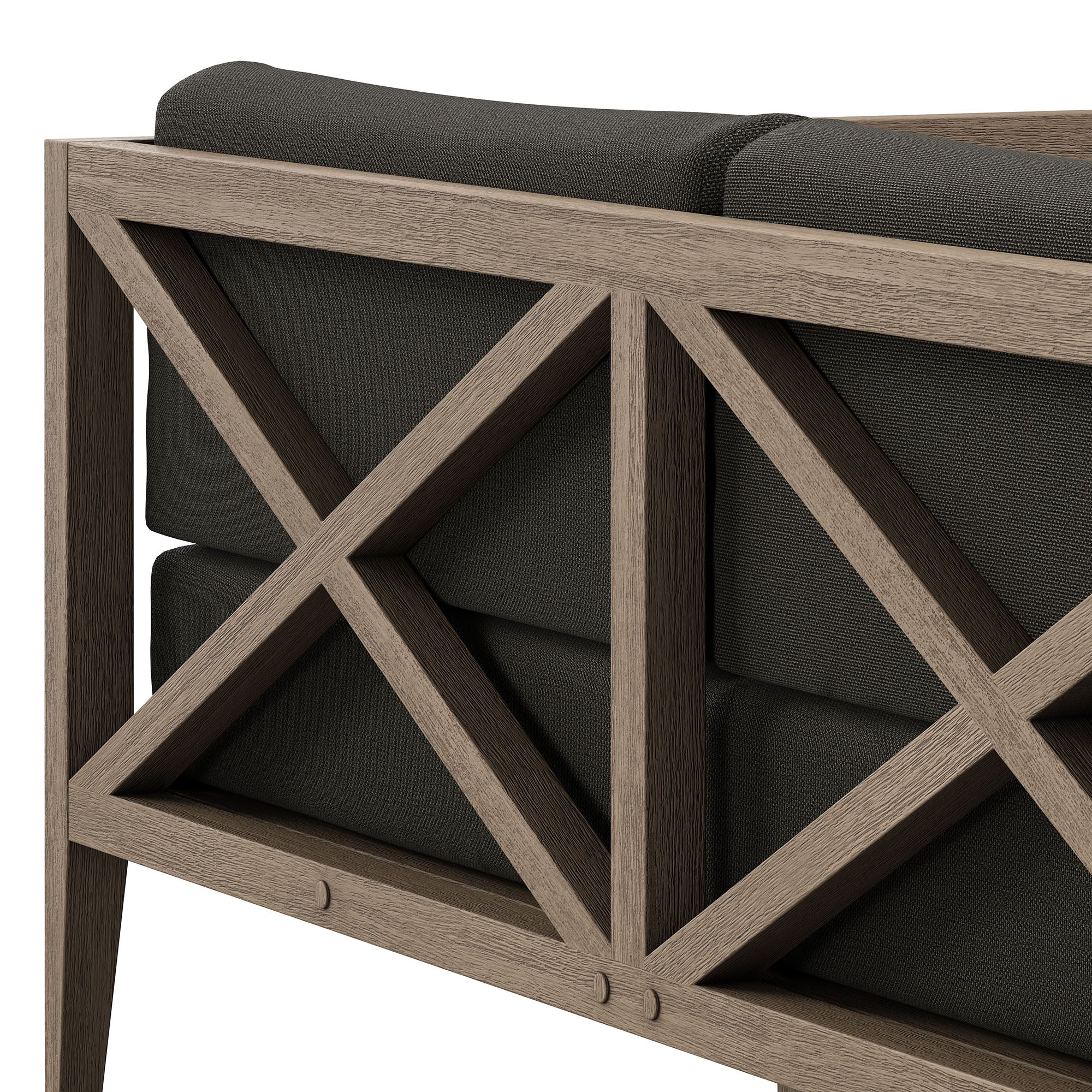 Northlake Outdoor Patio Teak Loveseat in Weathered Gray White - Image 25