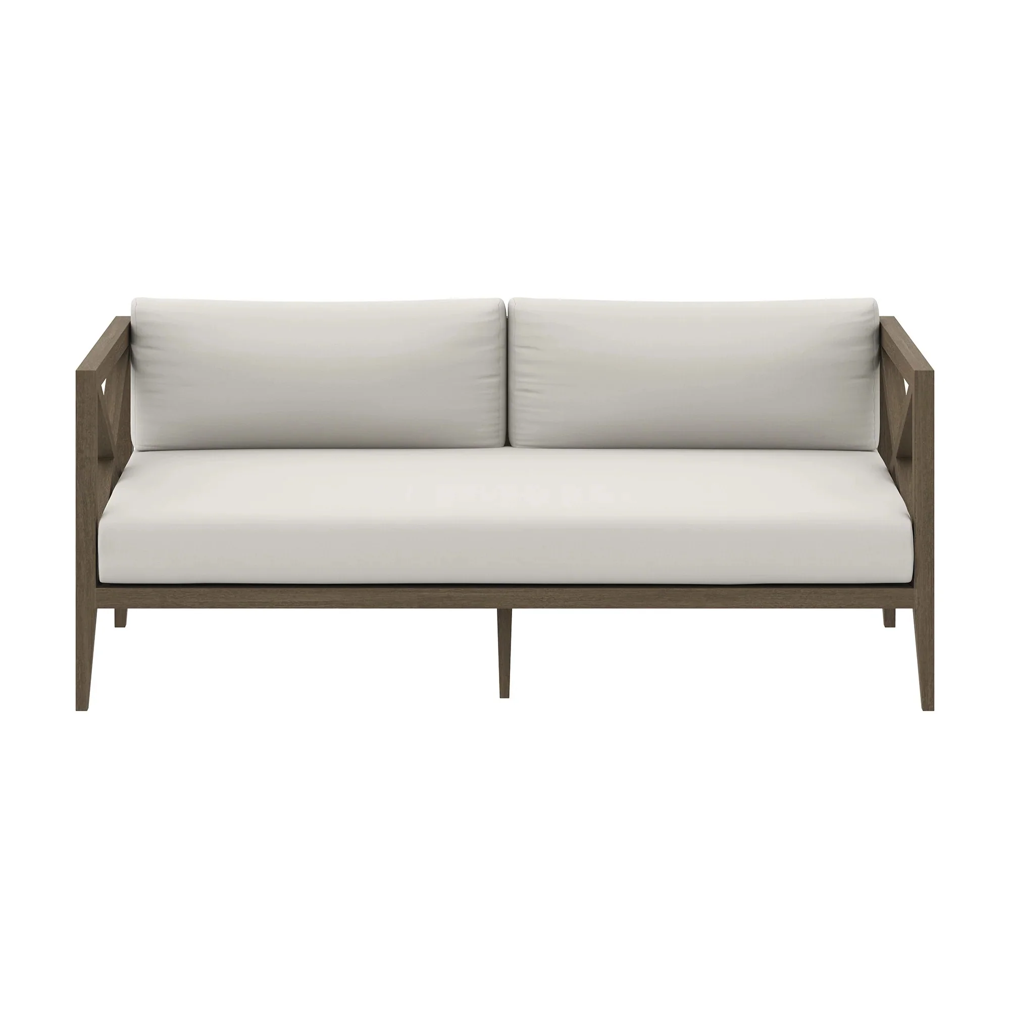 Northlake Outdoor Patio Teak Loveseat in Weathered Gray White - Image 4