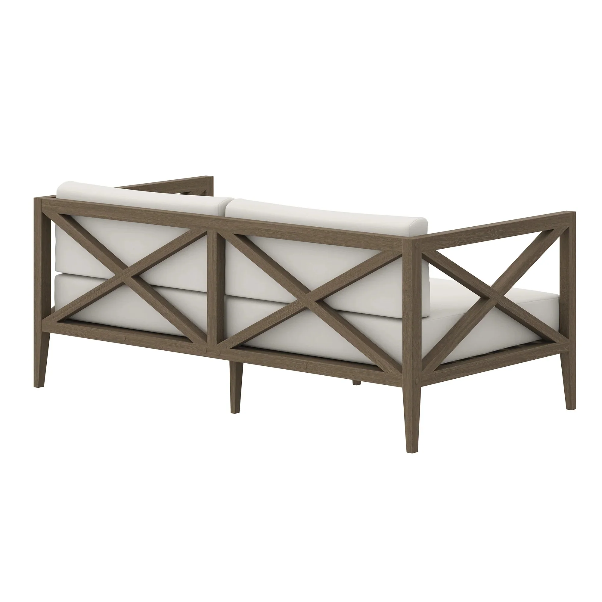 Northlake Outdoor Patio Teak Loveseat in Weathered Gray White - Image 6
