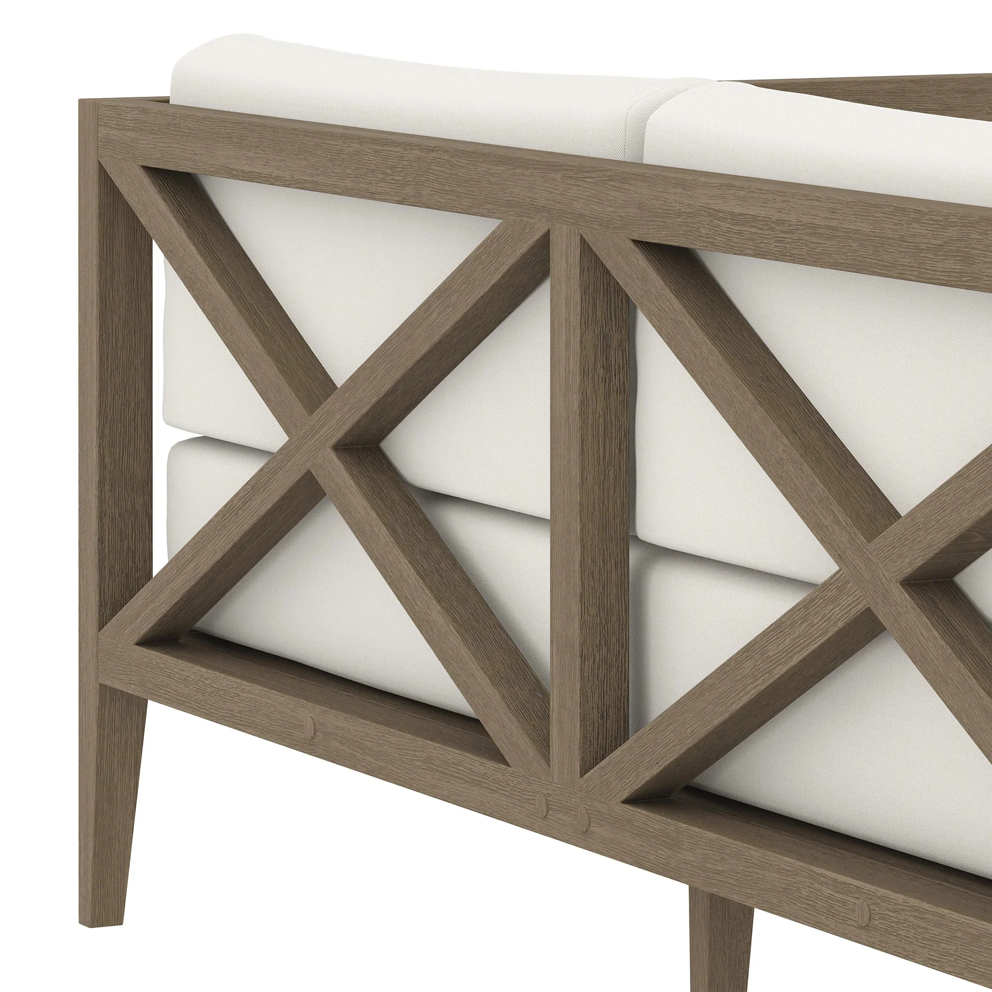 Northlake Outdoor Patio Teak Loveseat in Weathered Gray White - Image 7