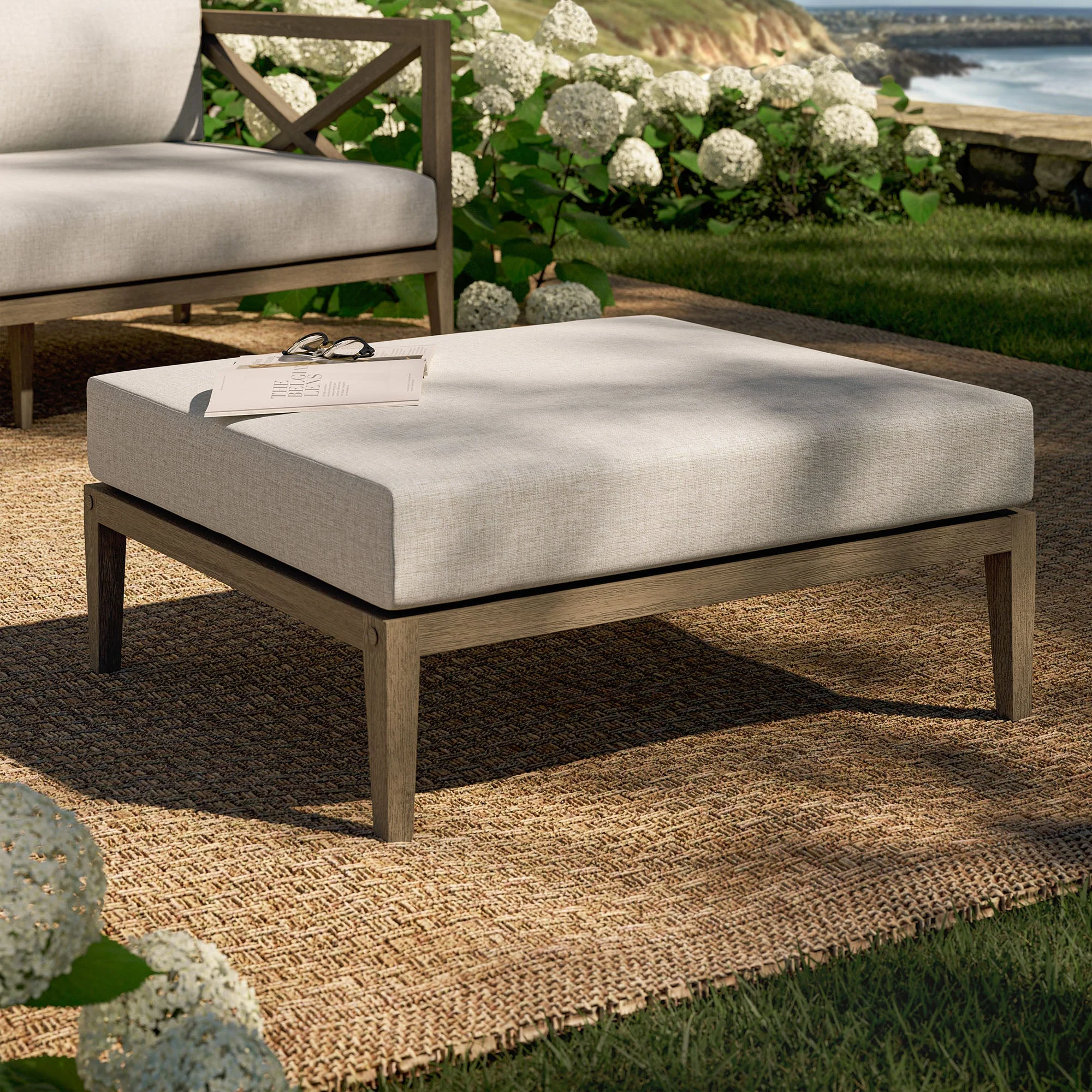 Northlake Outdoor Teak Ottoman - Image 10