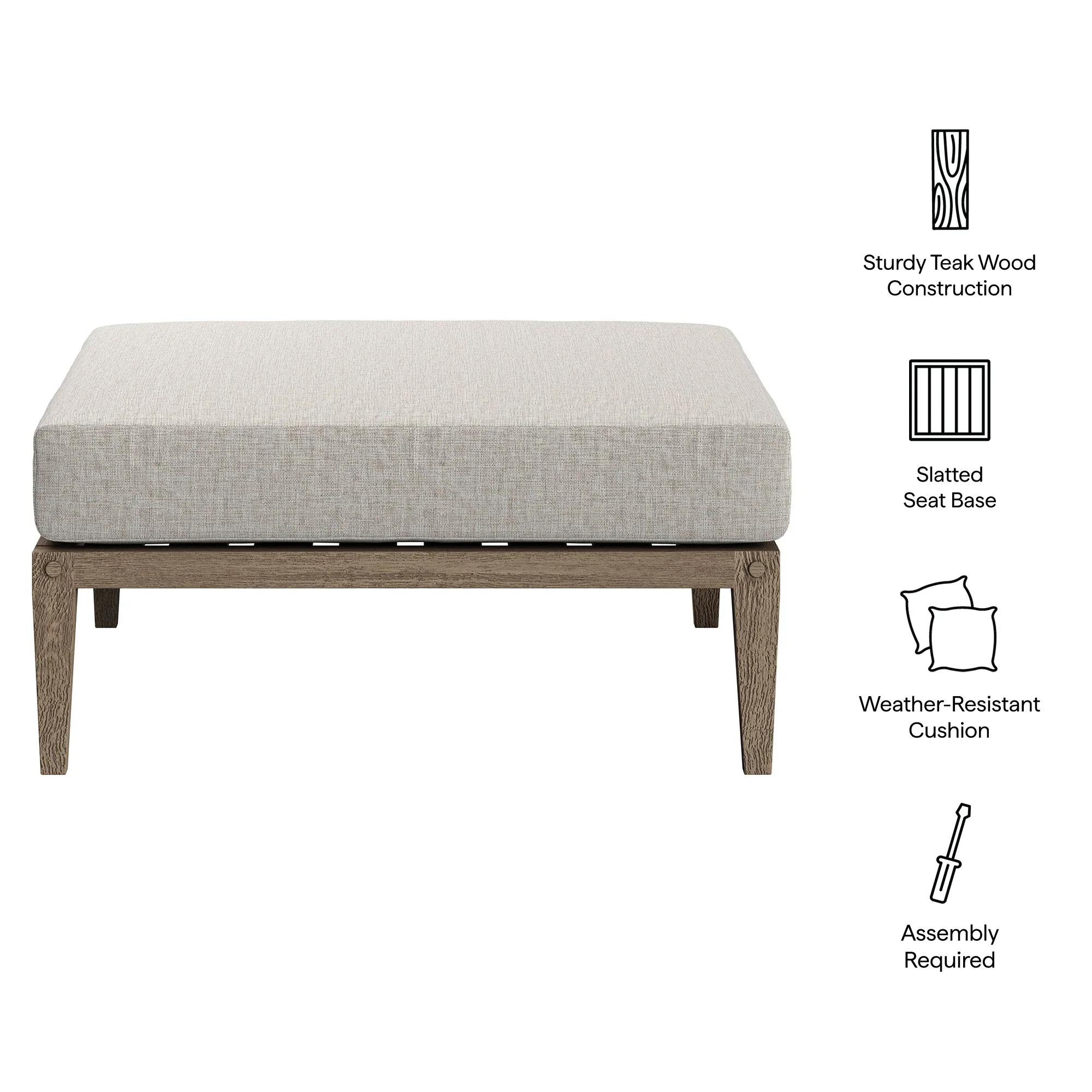 Northlake Outdoor Teak Ottoman - Image 15