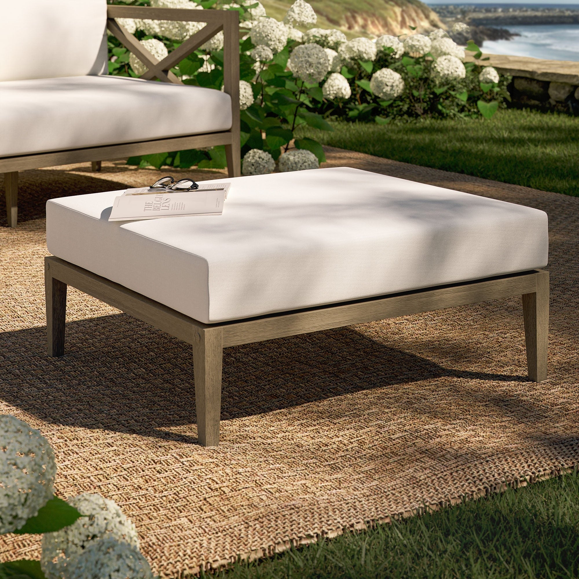 Northlake Outdoor Teak Ottoman - Image 2