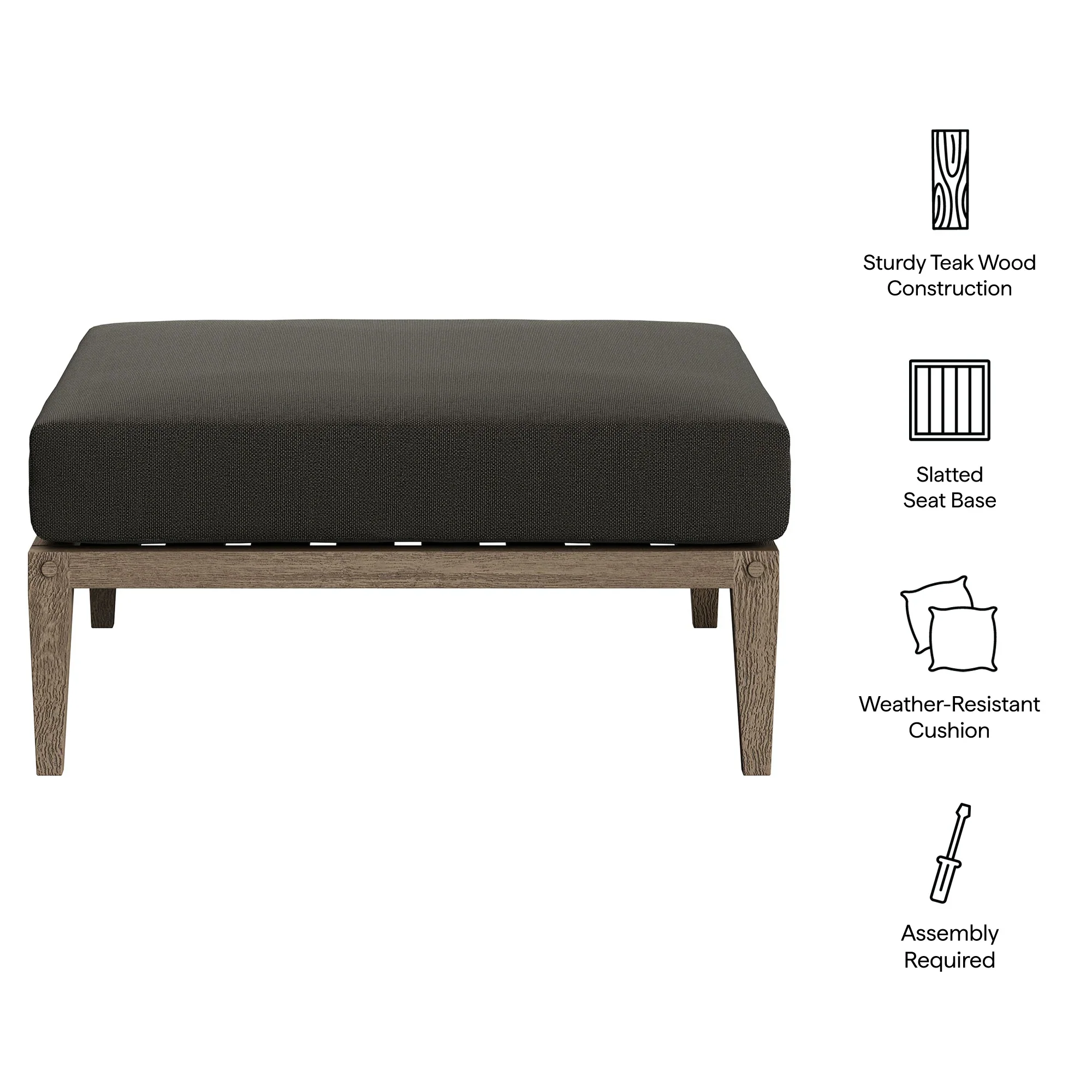 Northlake Outdoor Teak Ottoman - Image 23