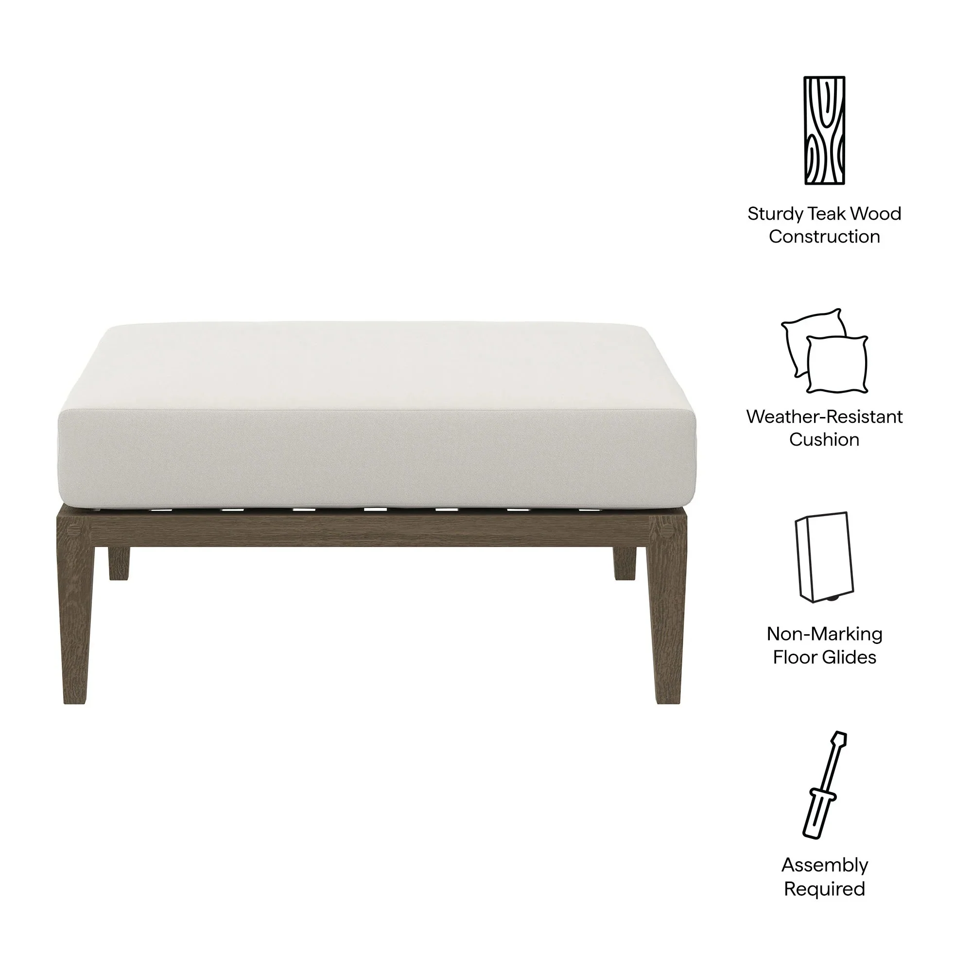 Northlake Outdoor Teak Ottoman - Image 7