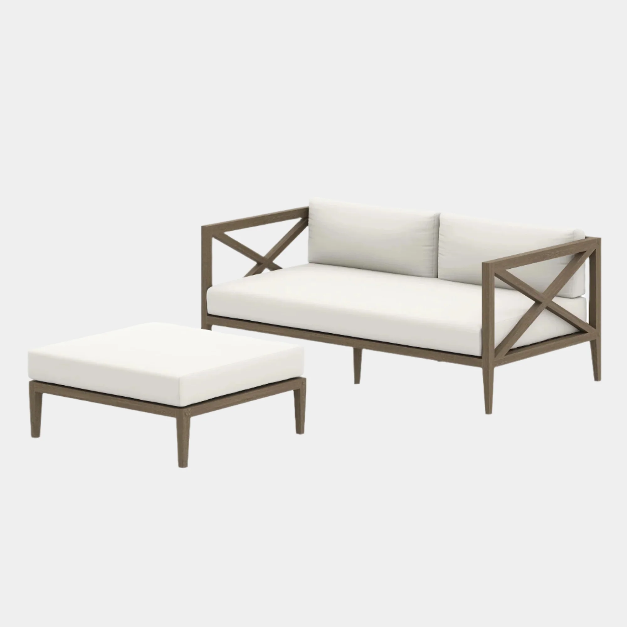 Northlake Outdoor Teak Wood Loveseat and Ottoman Set