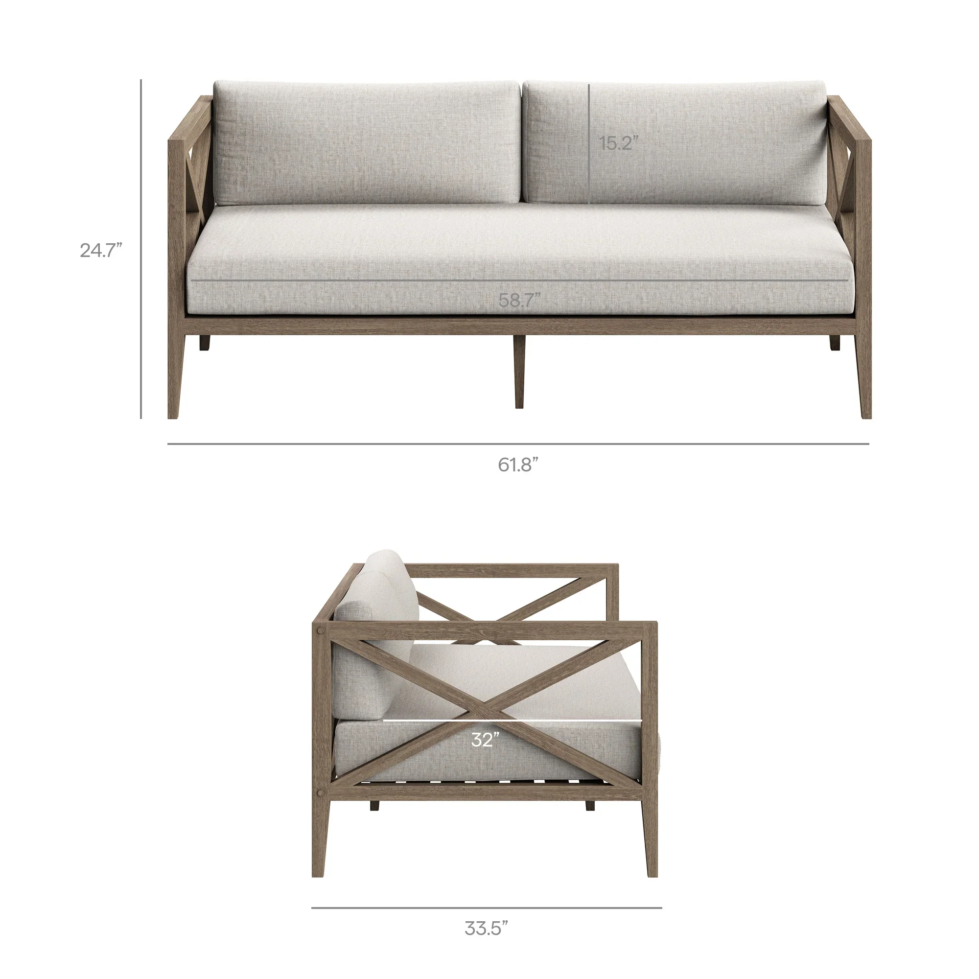Northlake Outdoor Teak Wood Loveseat and Ottoman Set - Image 20