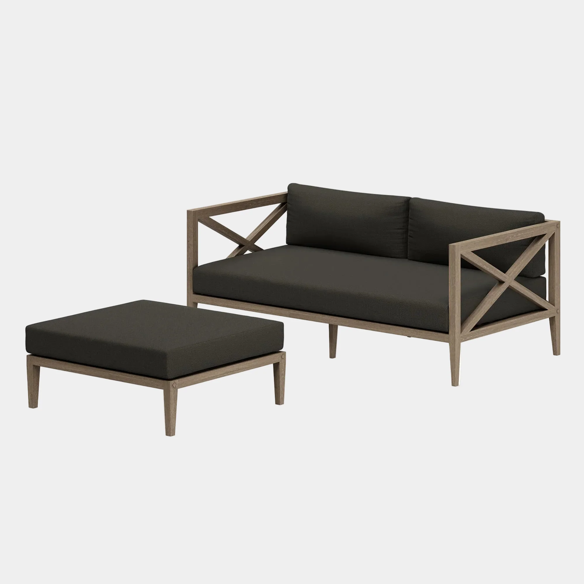 Northlake Outdoor Teak Wood Loveseat and Ottoman Set - Image 21