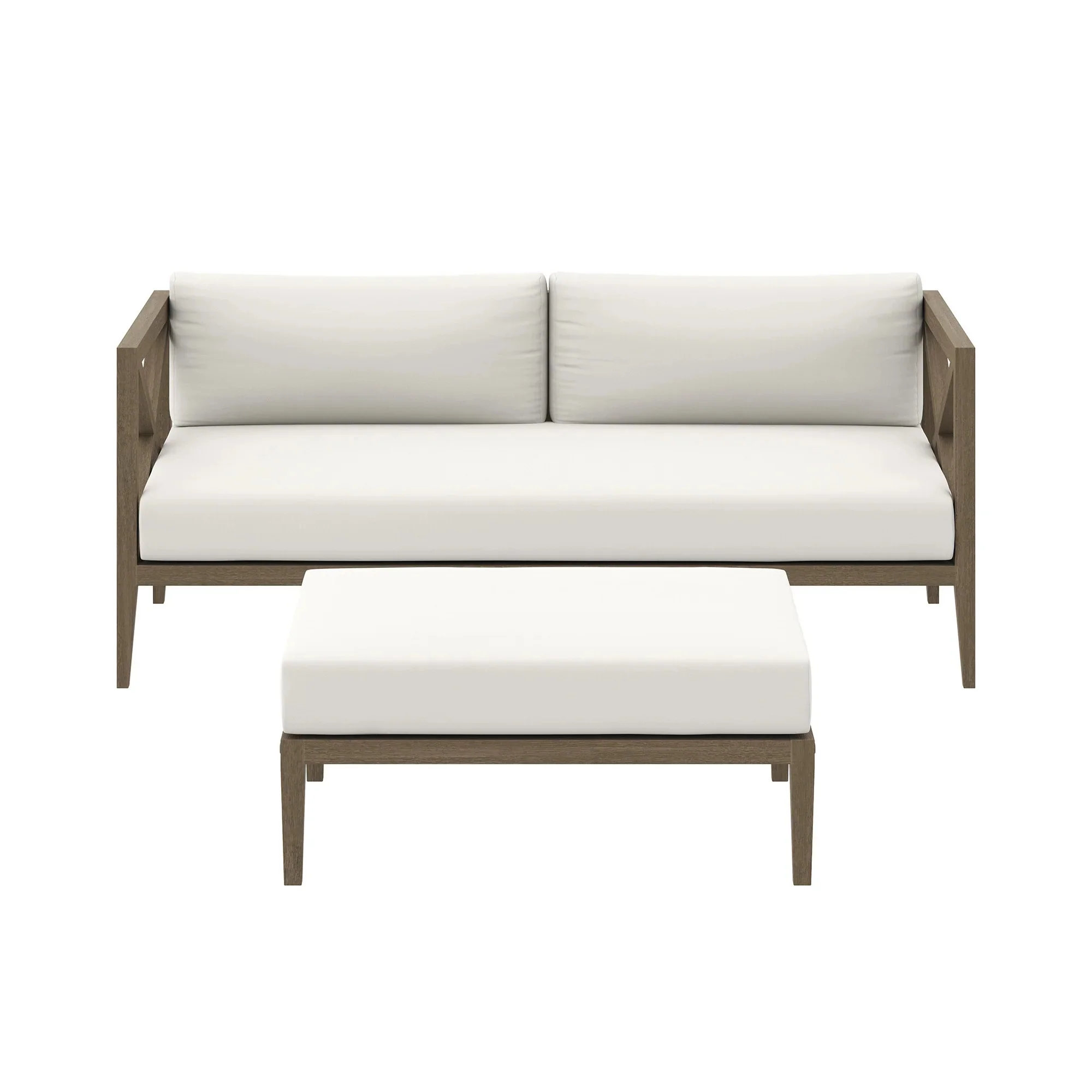 Northlake Outdoor Teak Wood Loveseat and Ottoman Set - Image 4