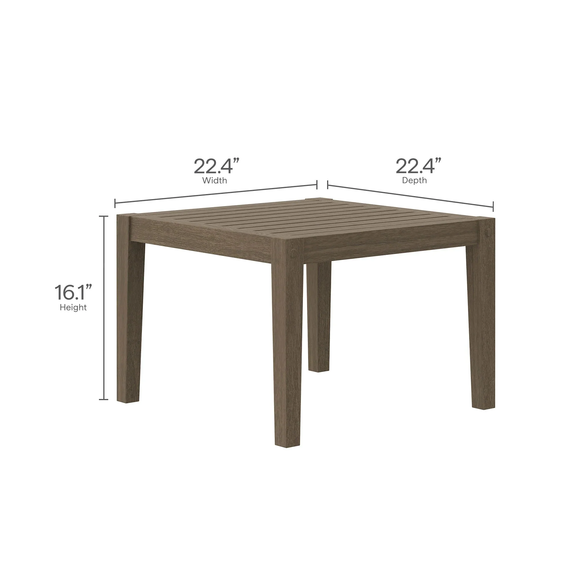 Northlake Square Outdoor Patio Teak Side Table in Weathered Gray - Image 9