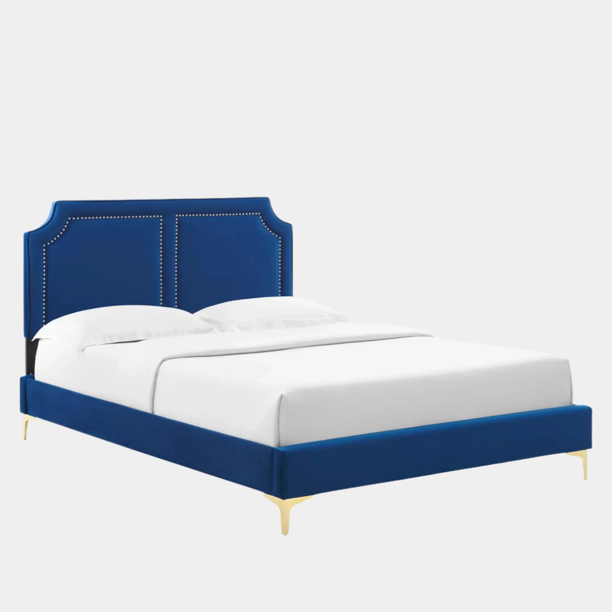 Novi Performance Velvet Bed With Gold Metal Legs - Image 12
