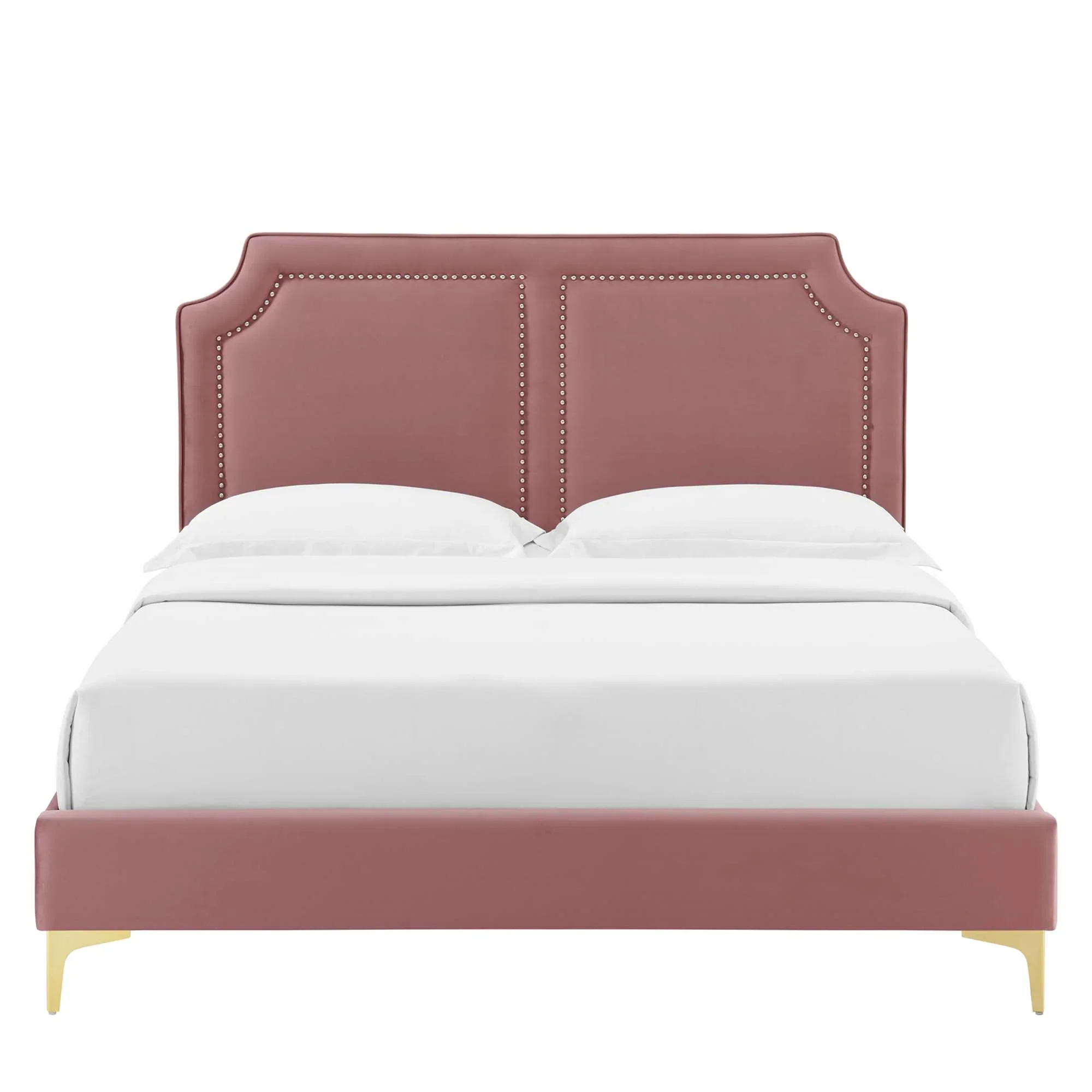 Novi Performance Velvet Bed With Gold Metal Legs - Image 7