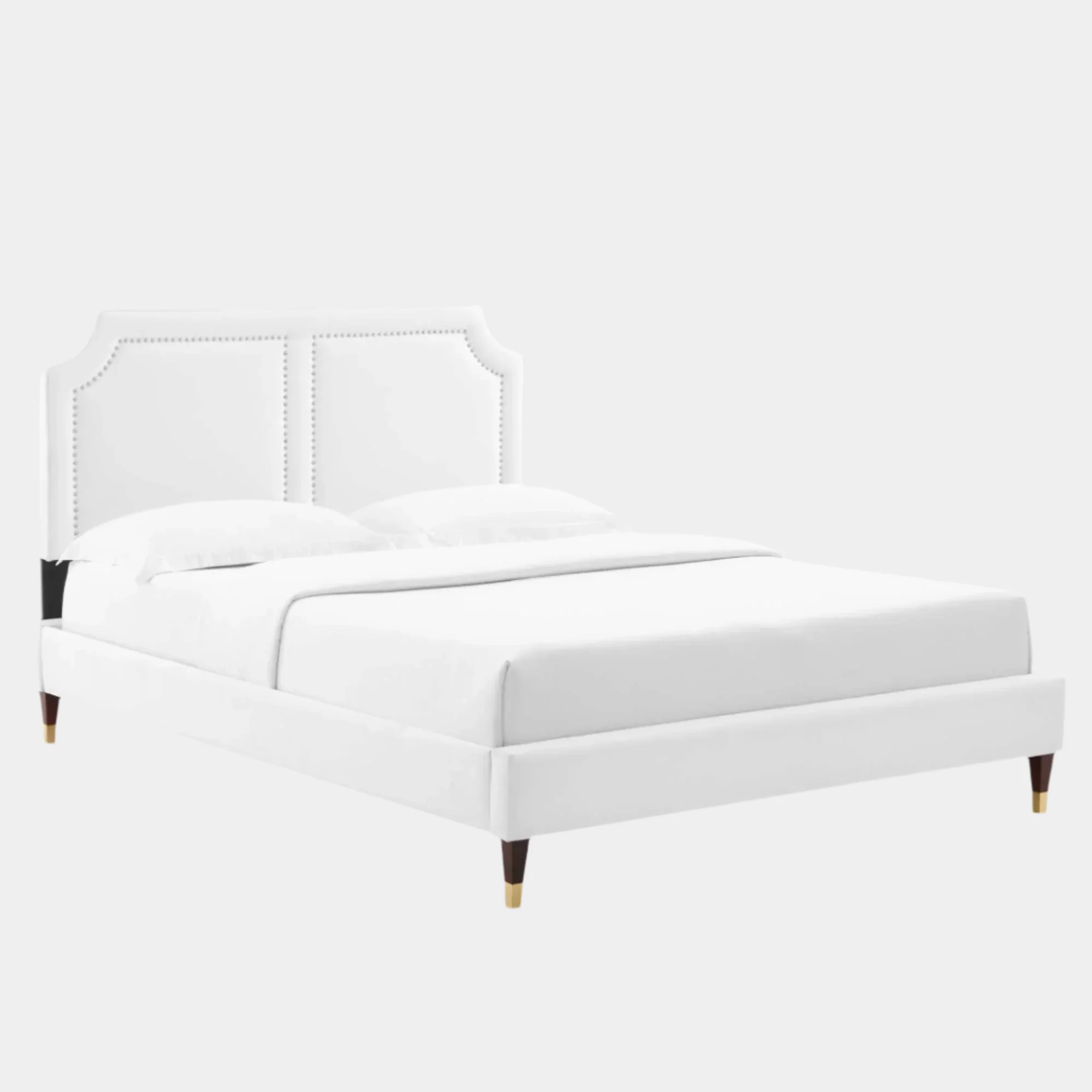 Novi Performance Velvet Bed With Wood and Gold Legs - Image 18