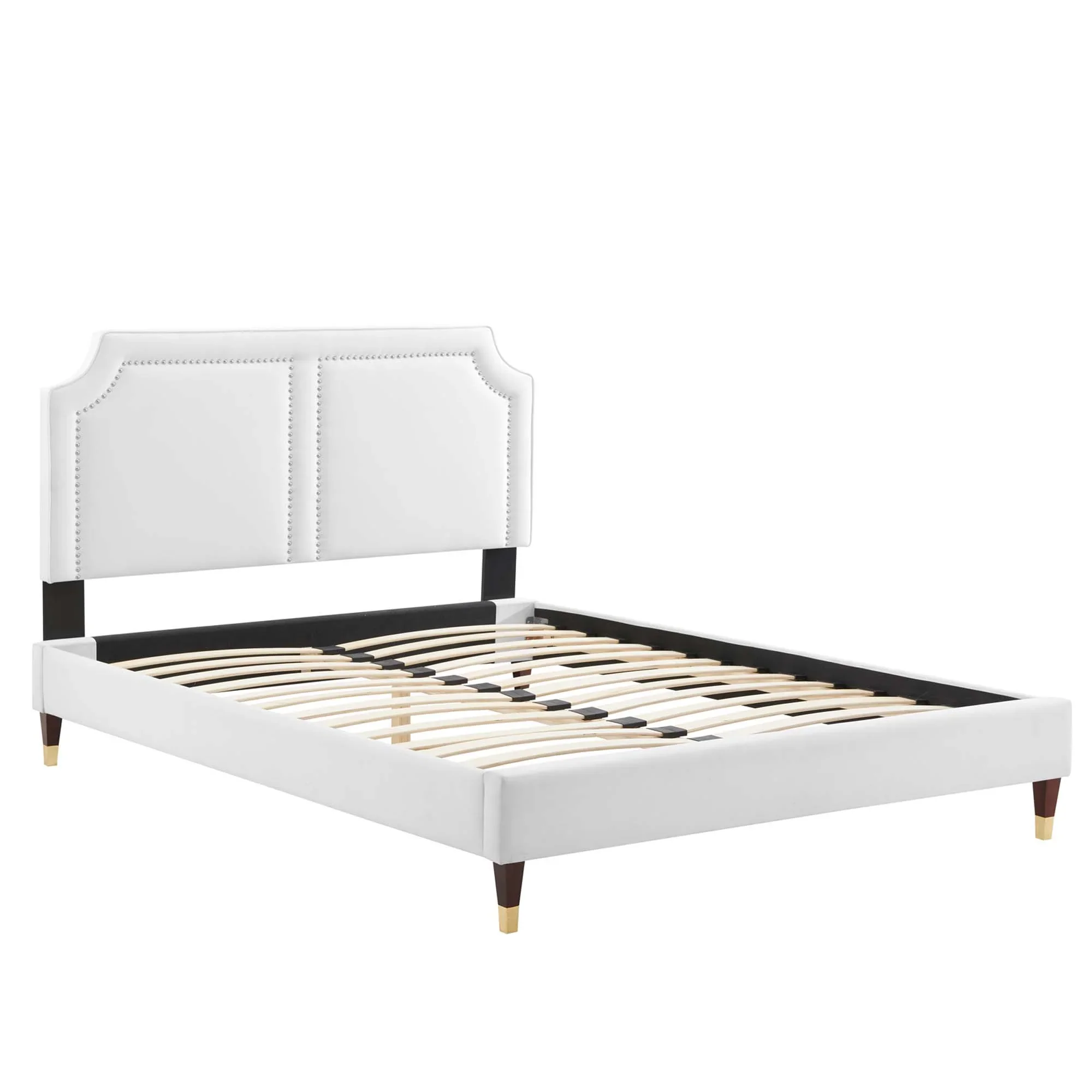 Novi Performance Velvet Bed With Wood and Gold Legs - Image 19