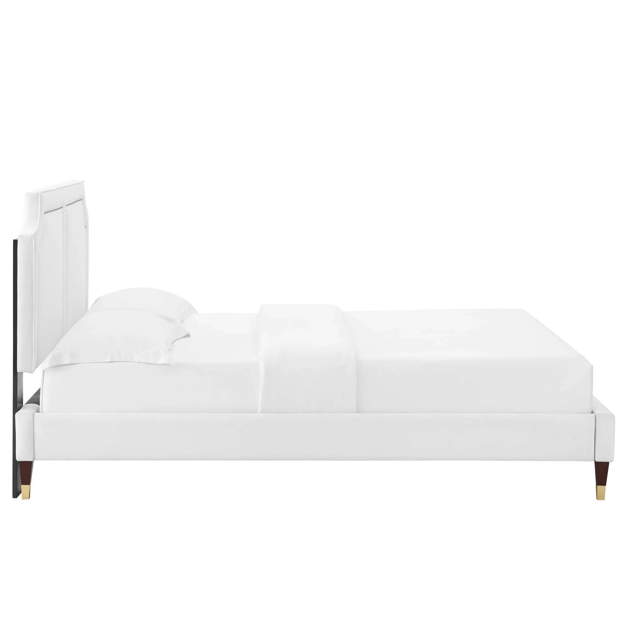 Novi Performance Velvet Bed With Wood and Gold Legs - Image 22