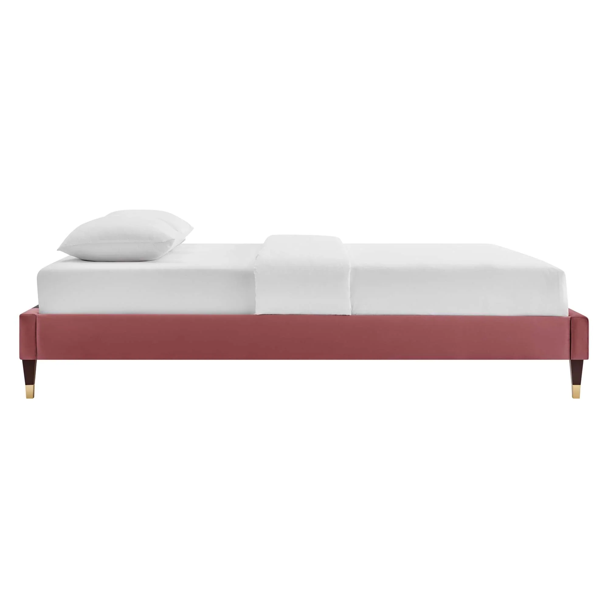 Novi Performance Velvet Bed With Wood and Gold Legs - Image 9
