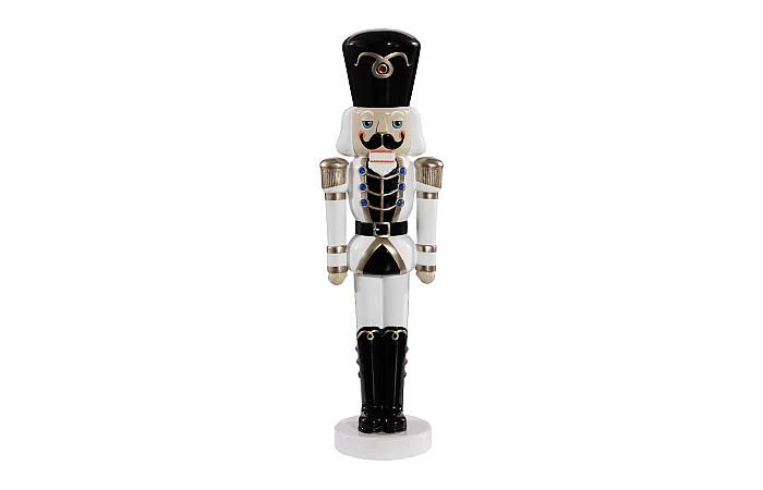 Nutcracker Soldier Sculpture 4ft, Black, White, and Gold
